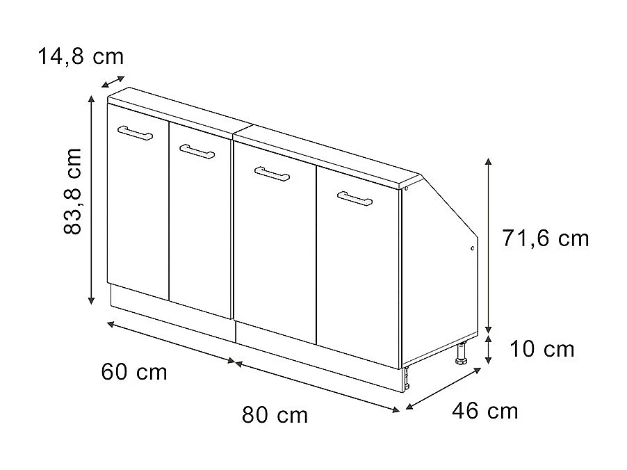 Meuble sous pente chêne de force doré 140x46x81.6 r-line