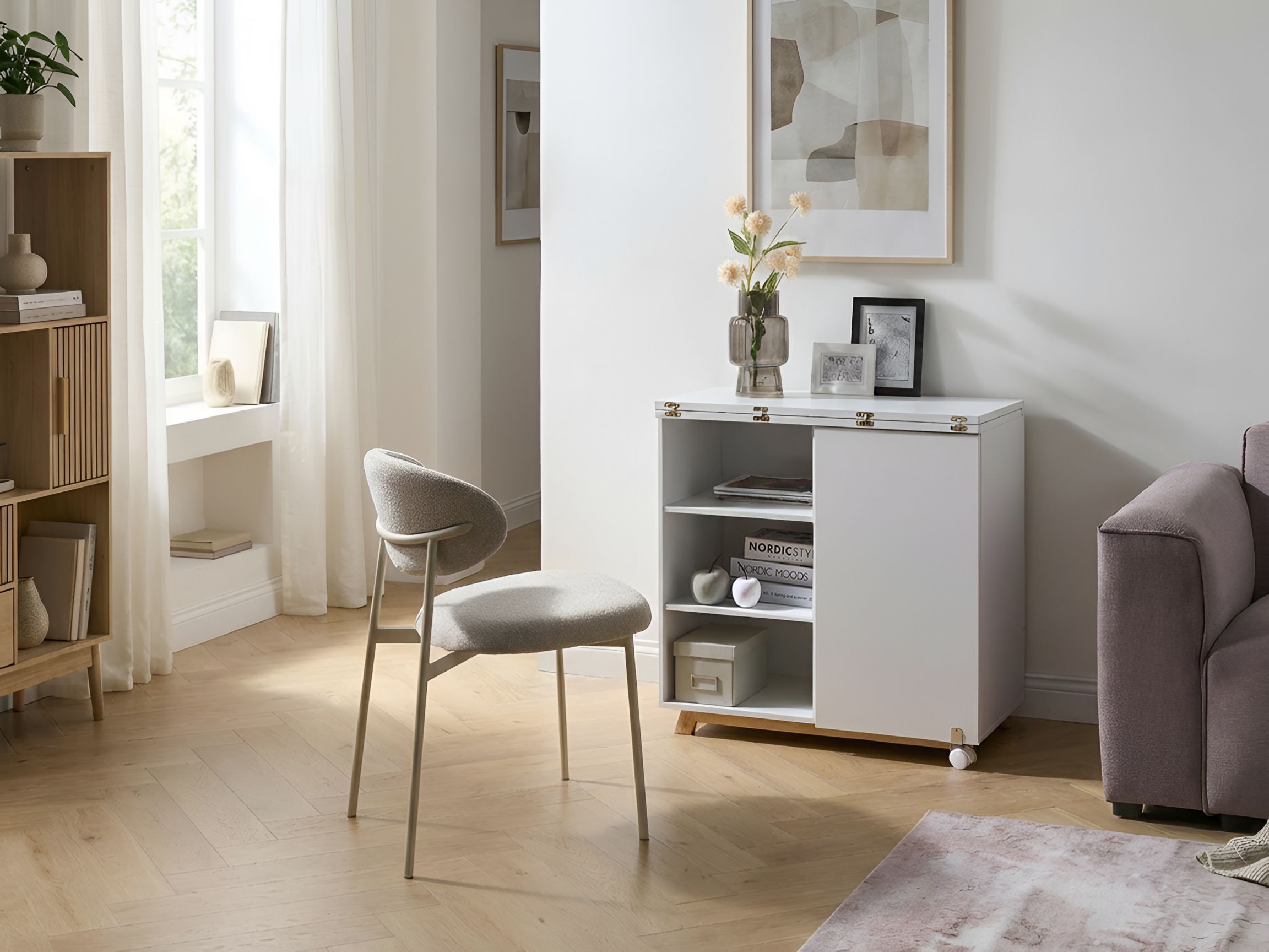 Cabinet Desk FLOMOT White 80 cm 40/80 cm Folding