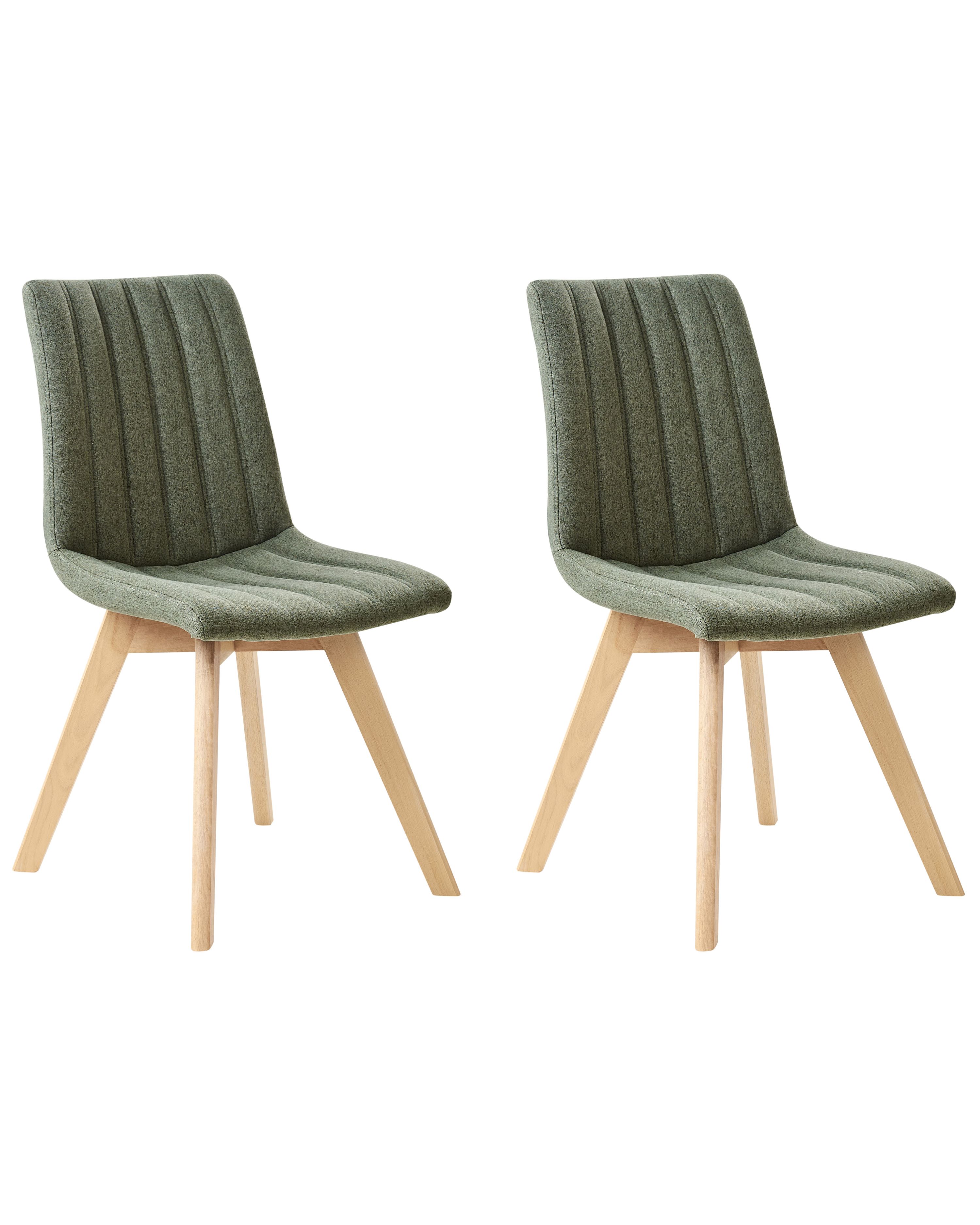 Set of 2 Dining Chairs CALGARY Fabric Dark Green