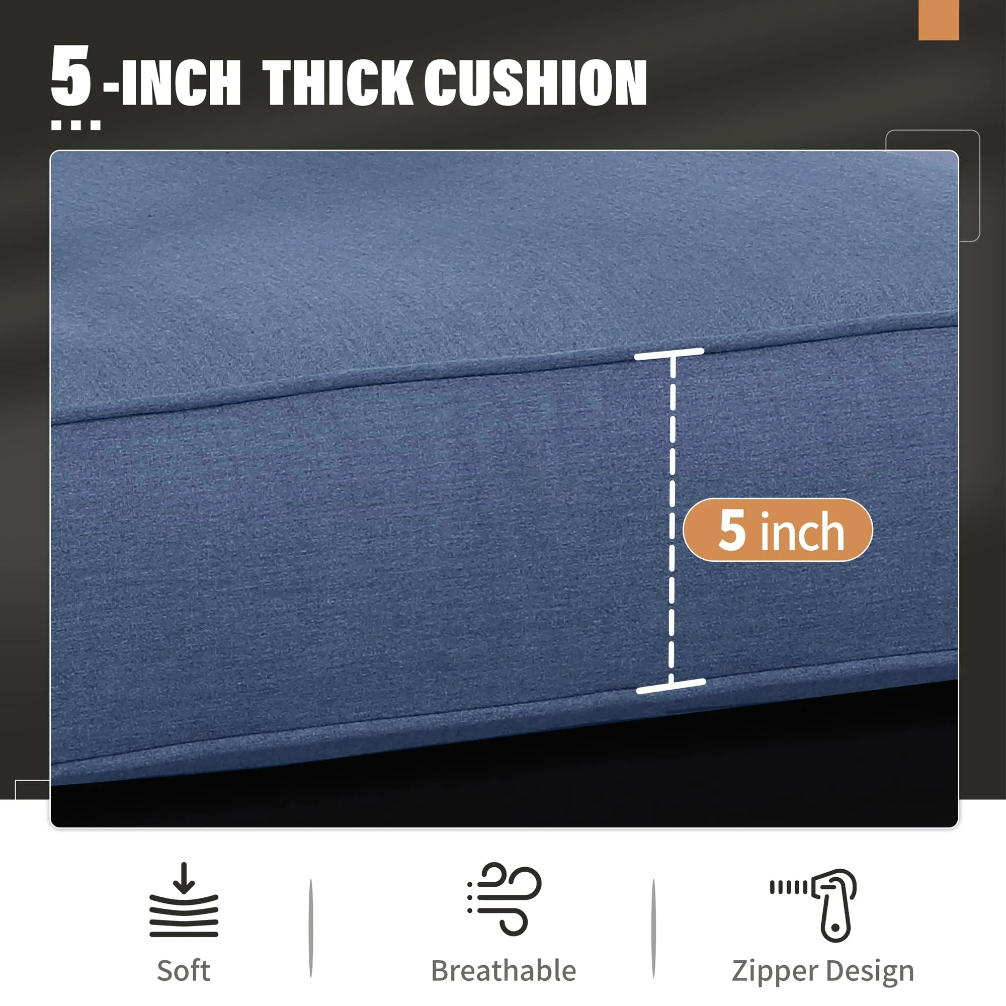 CozyHom 5 Pcs Outdoor Patio Aluminum Furniture Sofa Sets, Outside Patio Conversation Couch Sets With Table&Cushions for Garden Porch, Gray - Image 78