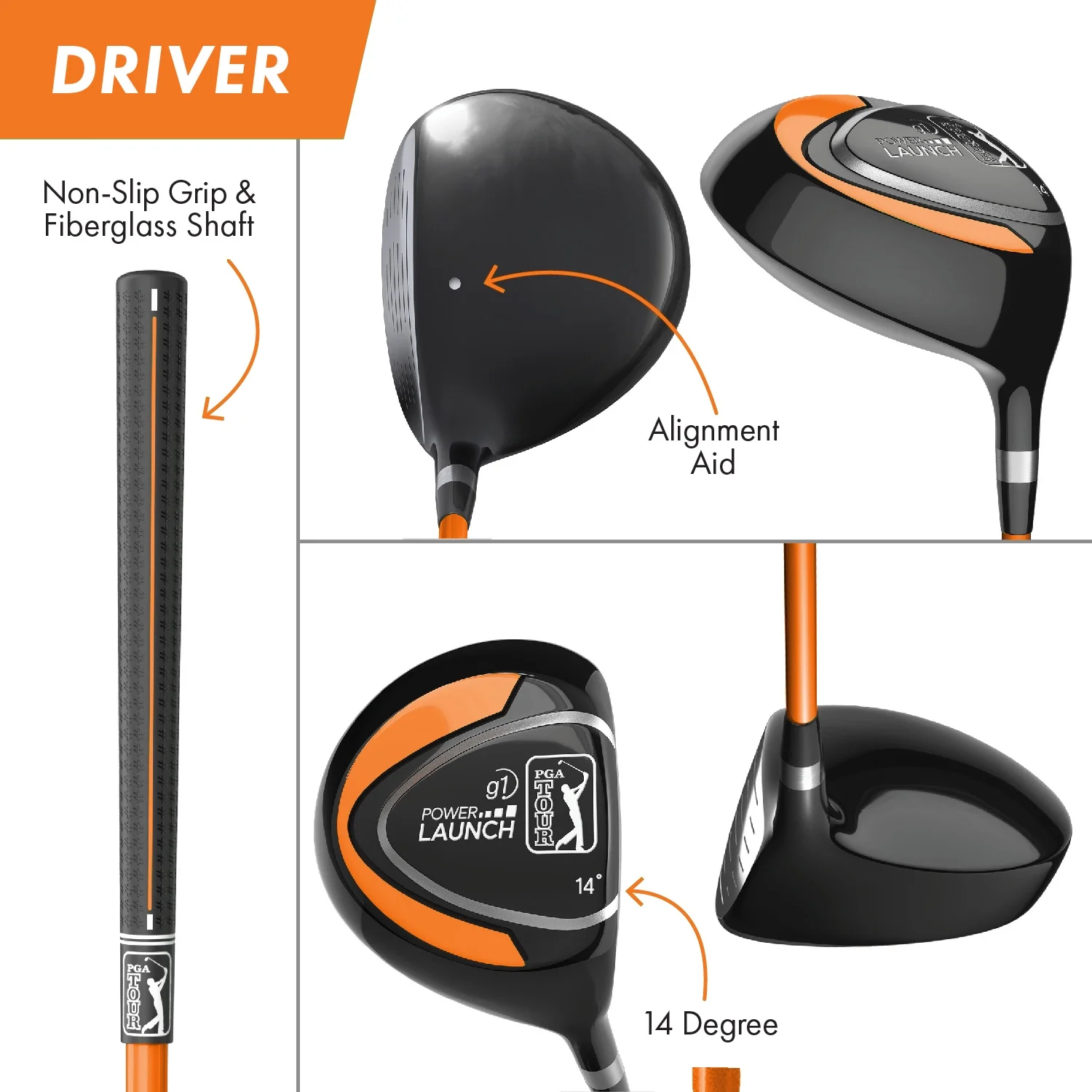 PGA Tour Right-Handed 10 Piece Kids Golf Club Stand Bag Set; Player Height 4'8 - 5'2", Ages 8-12 - Image 14