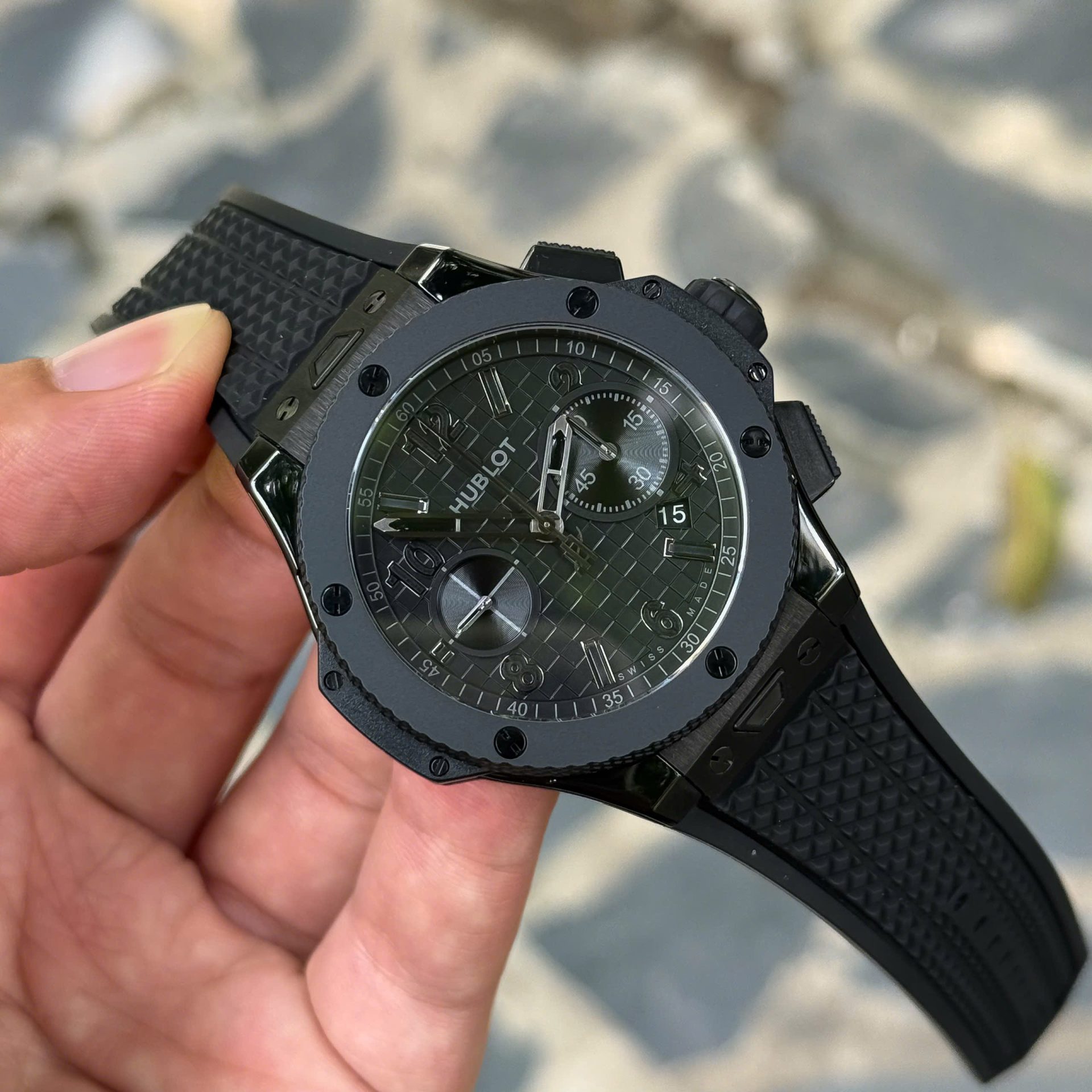 Hublot Knock Off Watches Big Bang 20th Anniversary Chronograph Ceramic All Black BBA Factory 43mm - Top club
