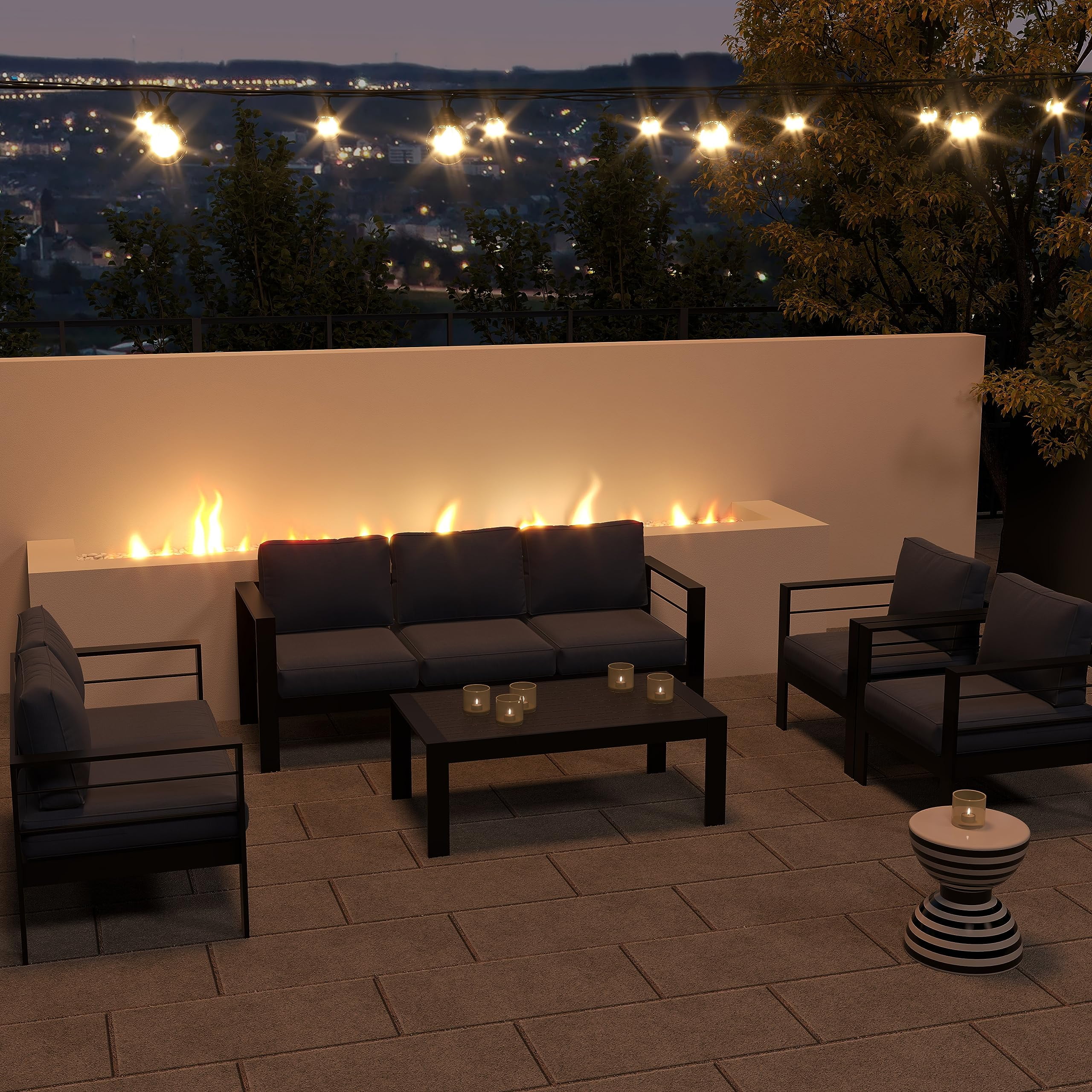 CozyHom 5 Pcs Outdoor Patio Aluminum Furniture Sofa Sets, Outside Patio Conversation Couch Sets With Table&Cushions for Garden Porch, Gray - Image 74