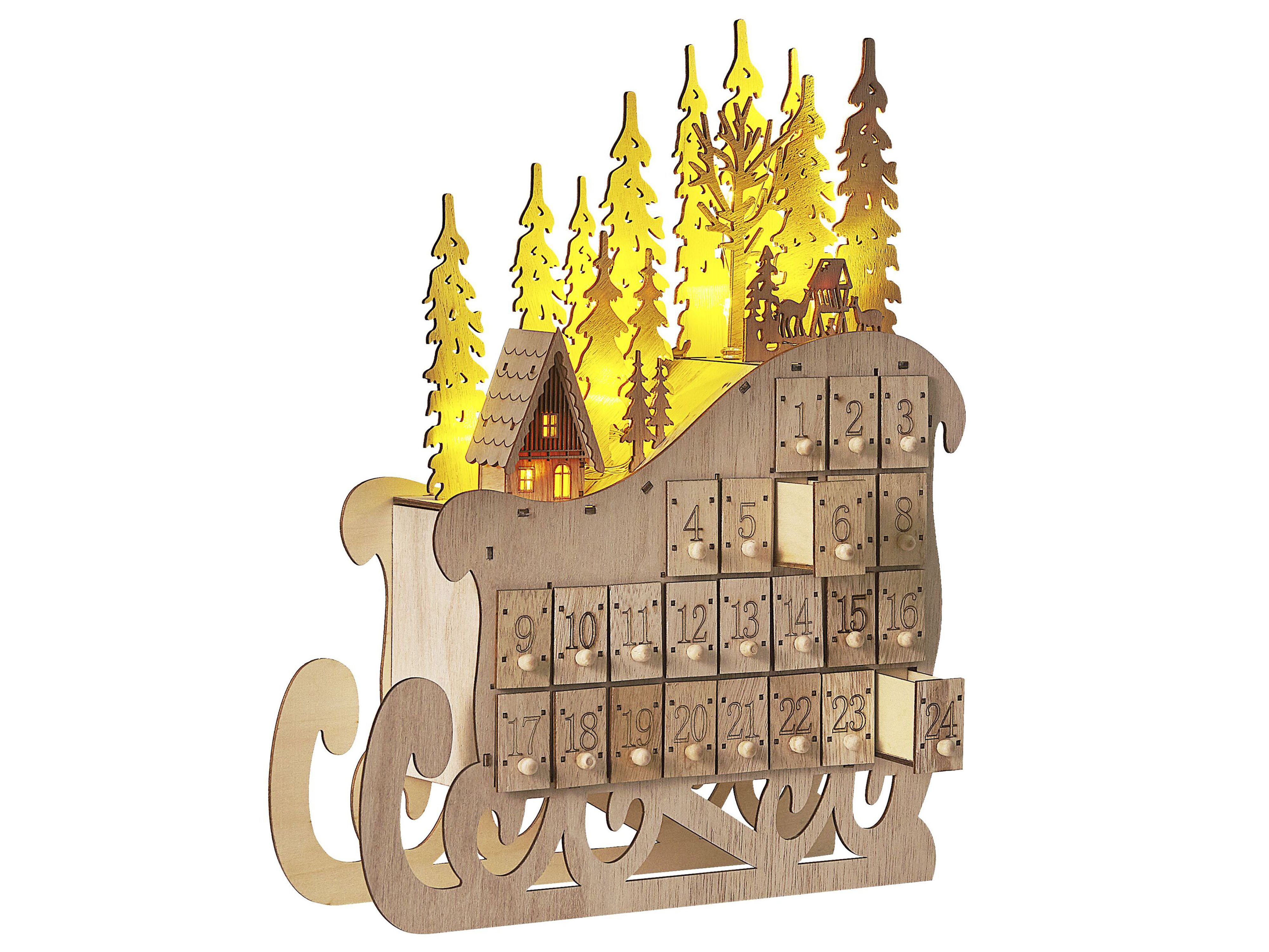Christmas Decoration LED IMPALA Advent Calendar 40 cm Light Brown
