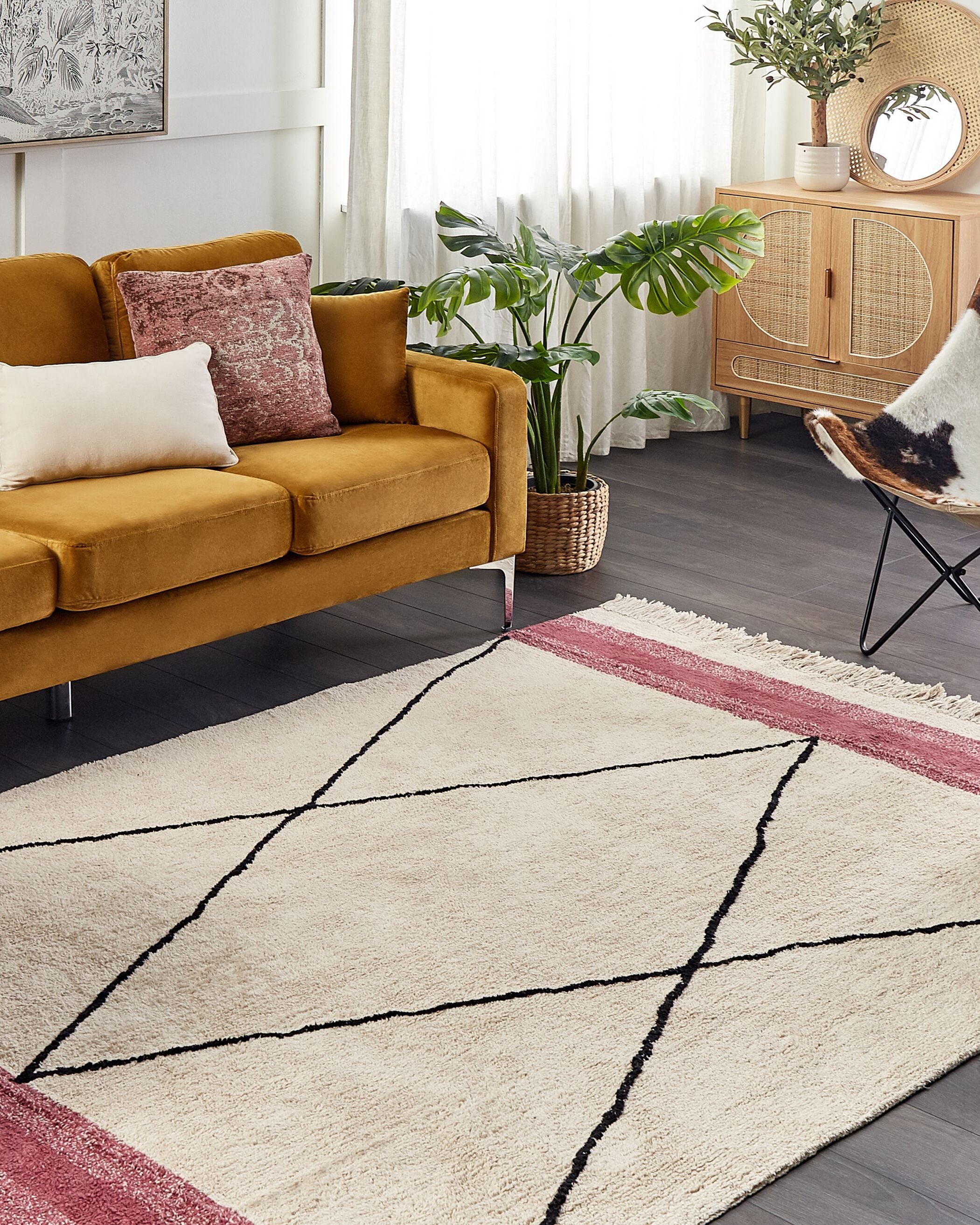 Rug AFSAR Light Beige 160 x 230 cm Cotton