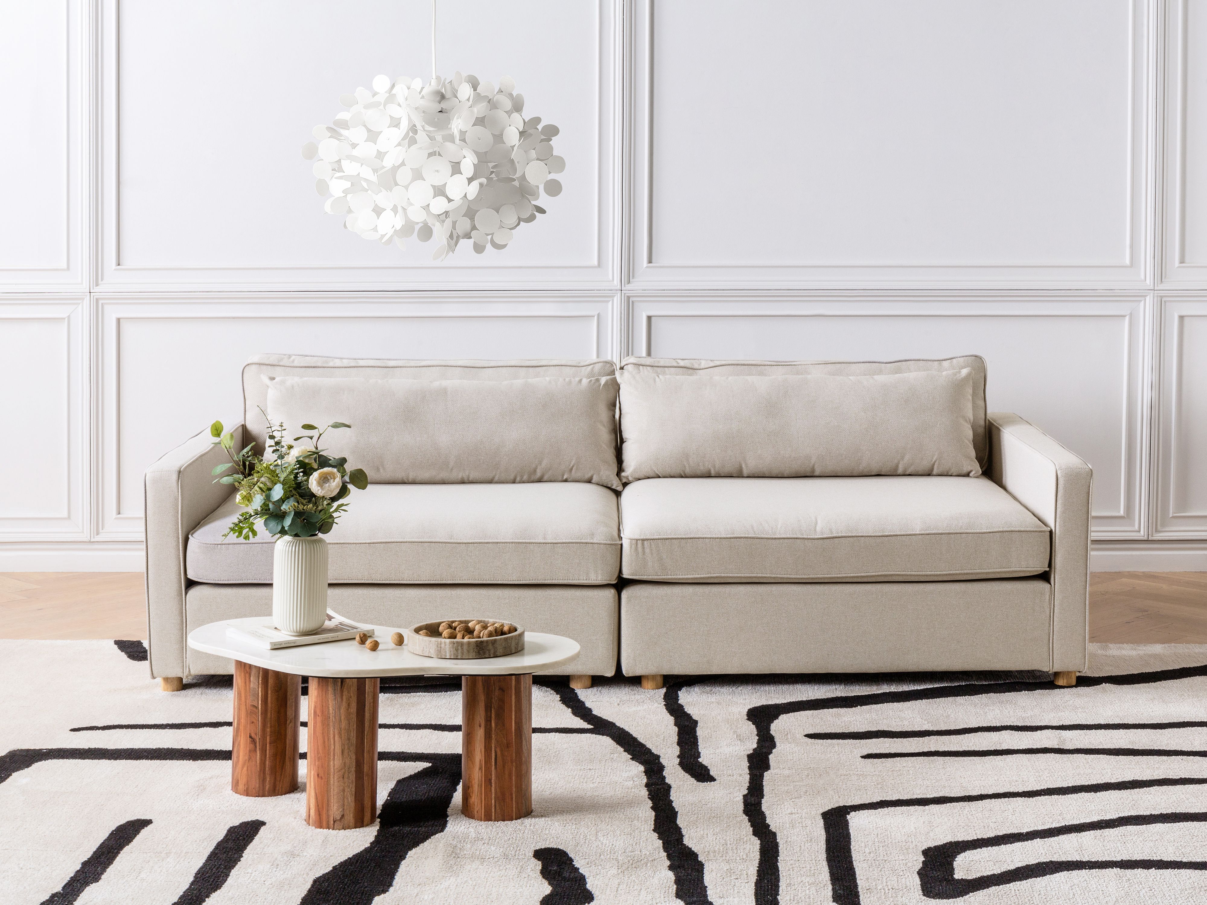 Sofa 3 Seater VINSTRA Fabric Beige