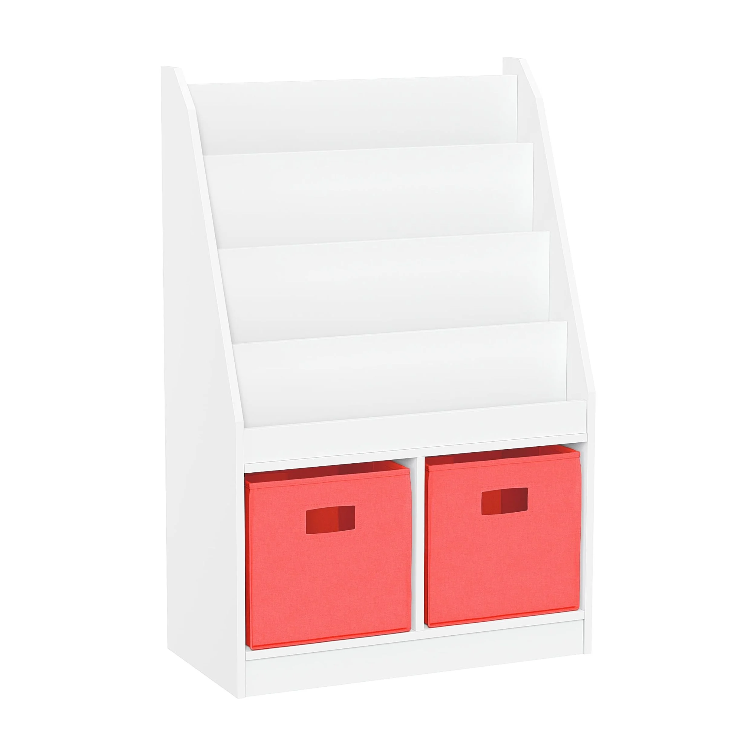 RiverRidge Kid Bookshelf Toy Storage Organizer with 4 Bookracks 2 Cubbies and 2 Gray Bins - Image 15