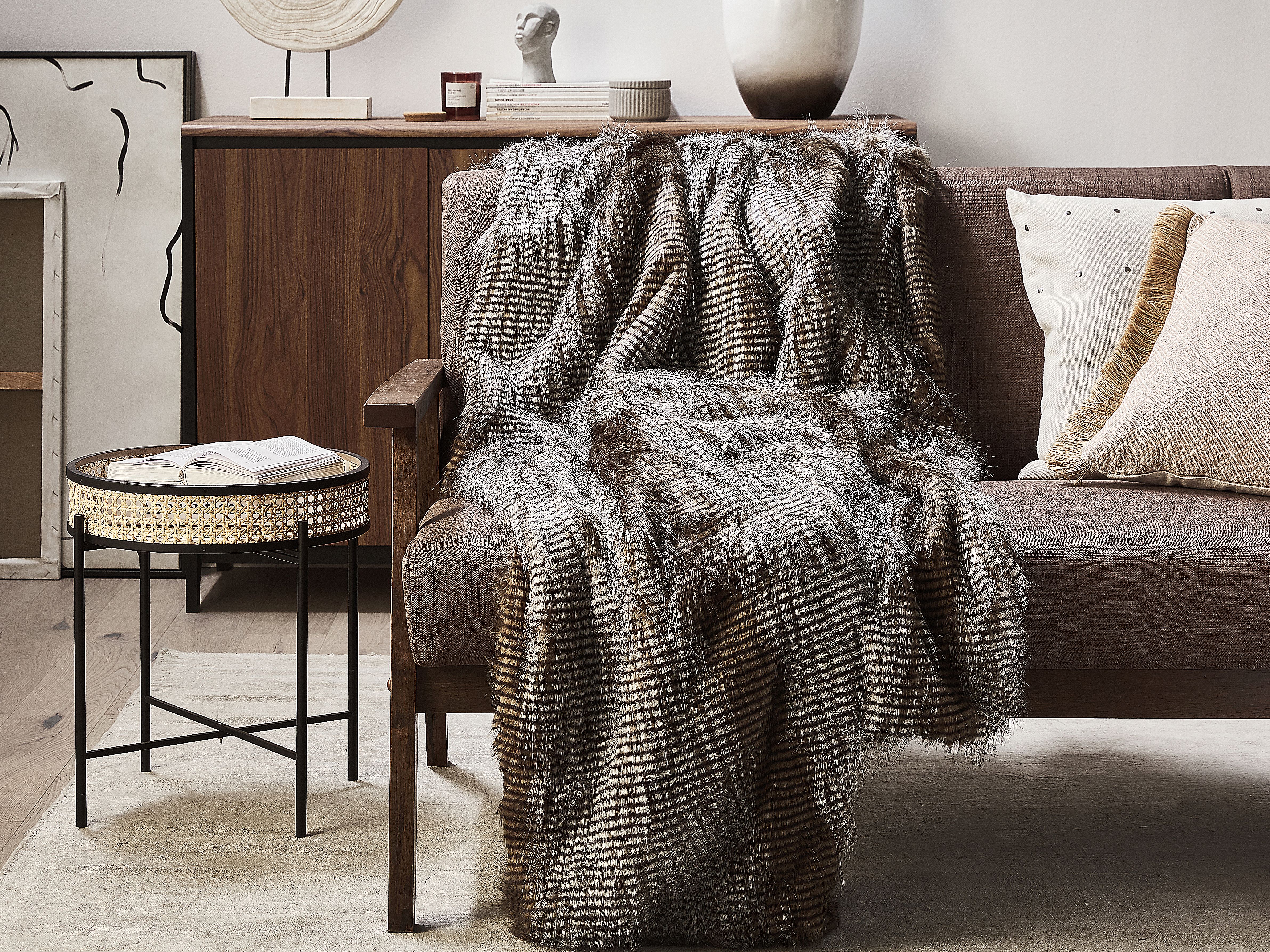Blanket ASDAD Fabric 180 x 220 cm Brown