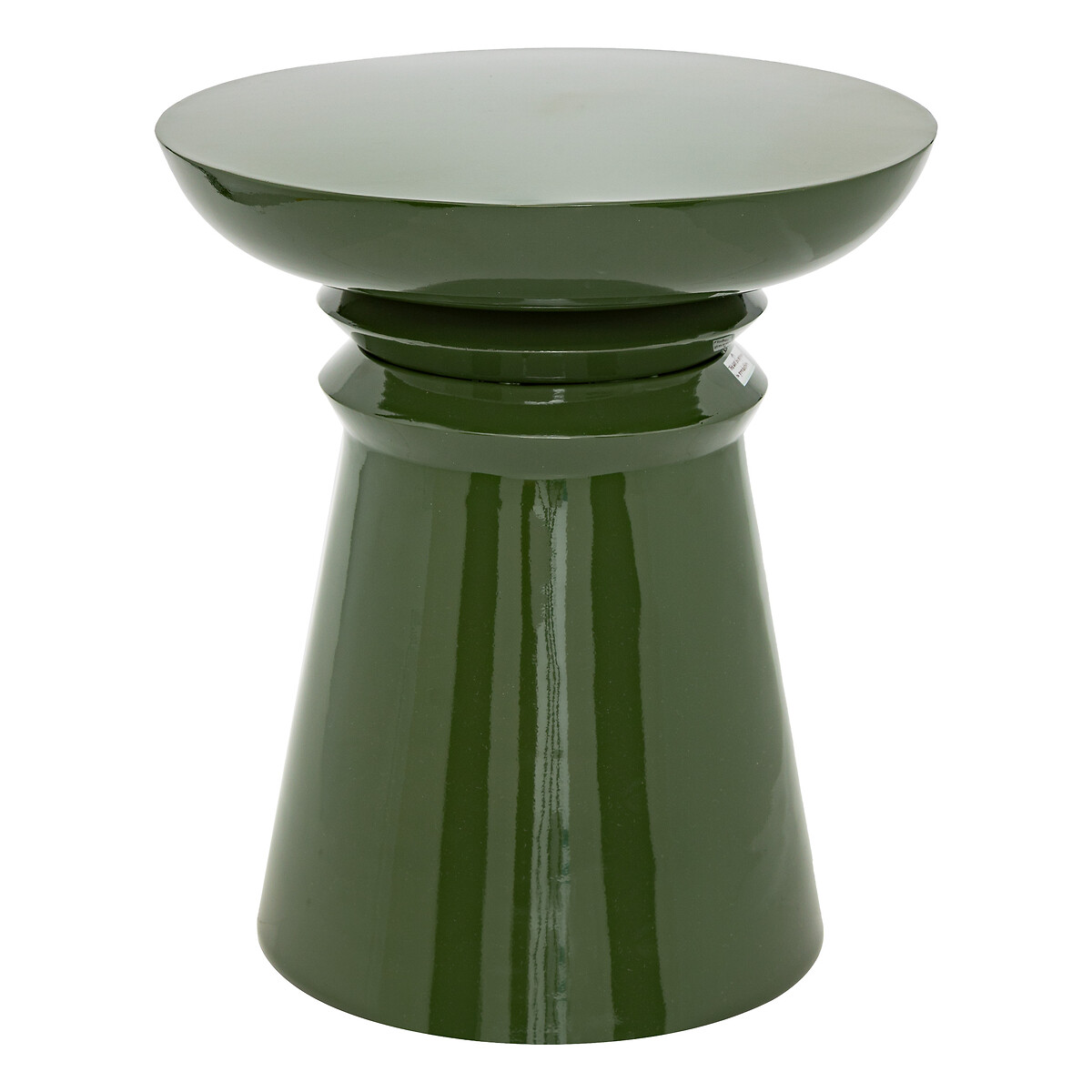 Totem side table "Jaya" Green metal, D.38 cm