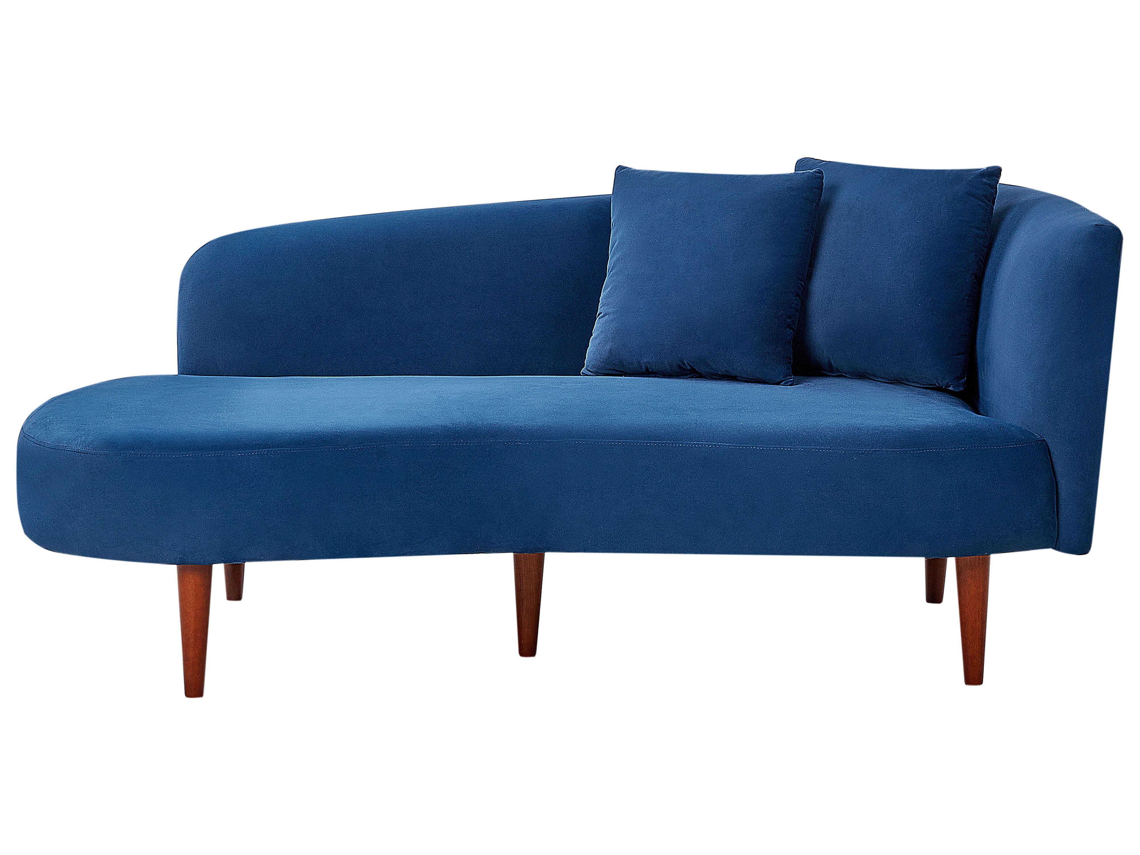 Right-Hand Chaise Lounge CHAUMONT Velvet Navy Blue