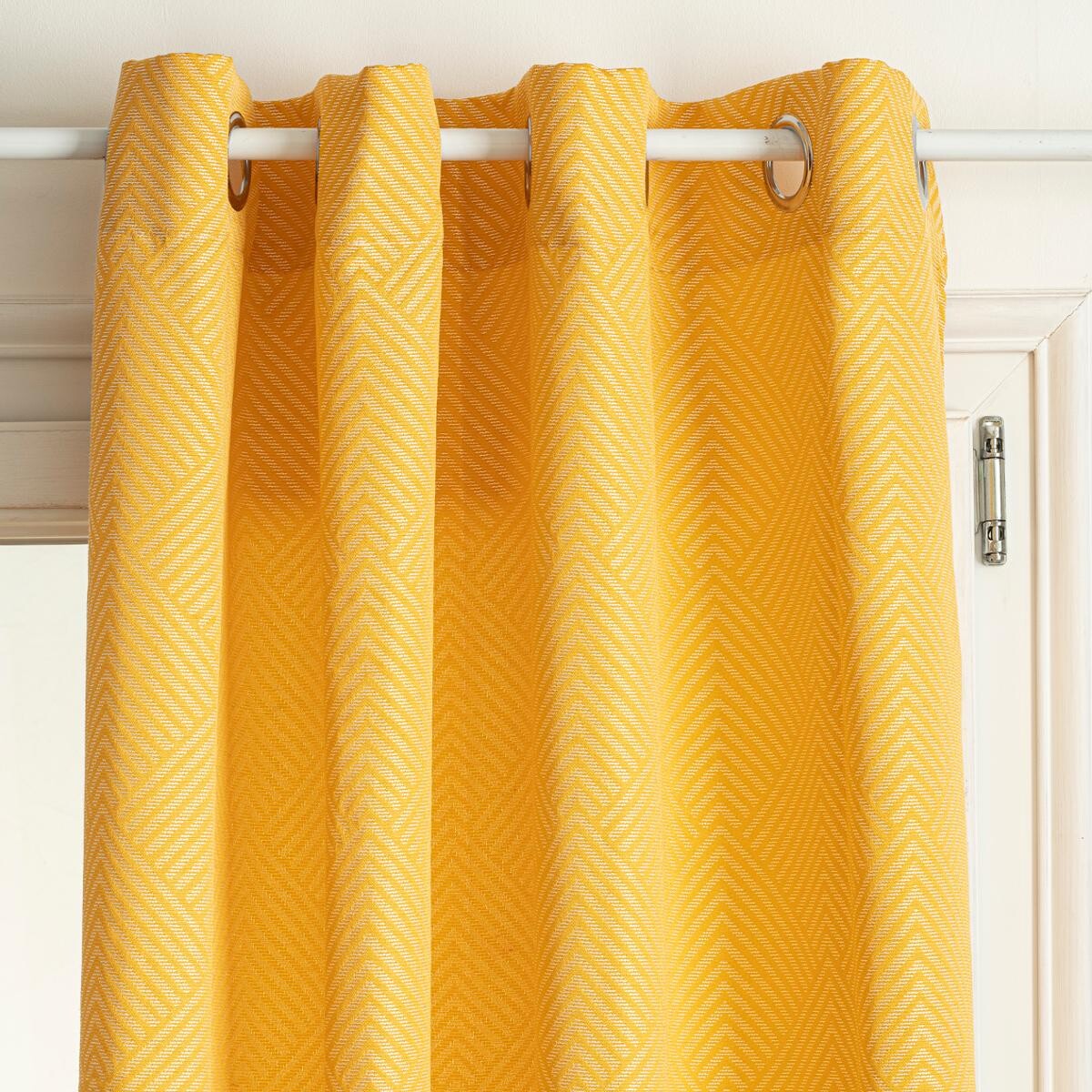 Curtain "G&eacute;om", jacquard pattern Mustard yellow, 140x260 cm