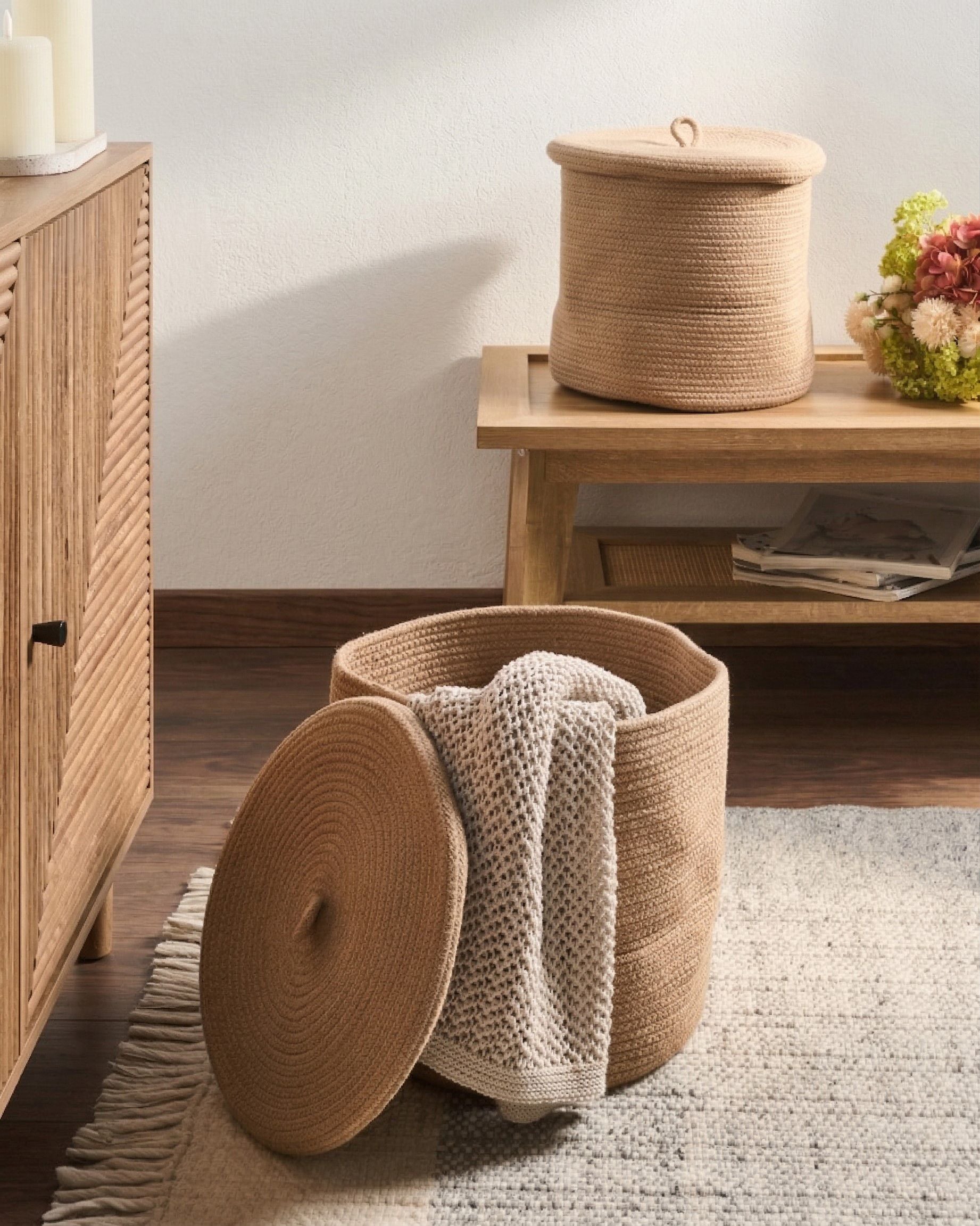 Set of 2 Baskets SILOPI Cotton Beige