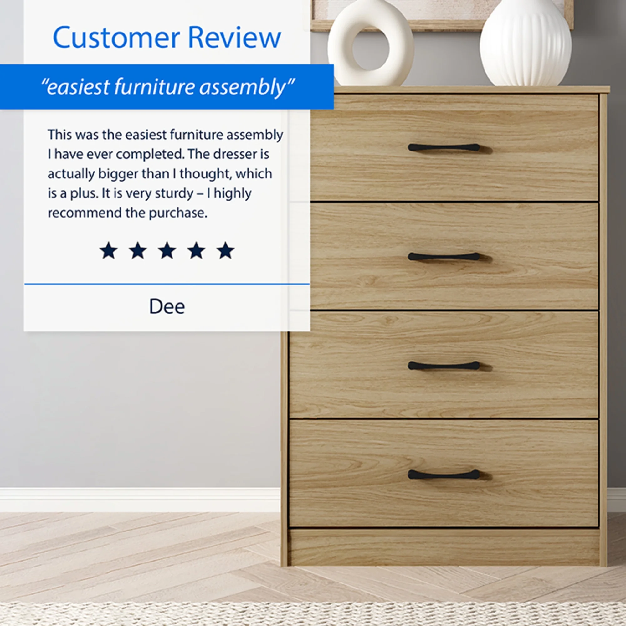 Mainstays Ardent 4 Drawer Dresser, Euro Oak - Image 10
