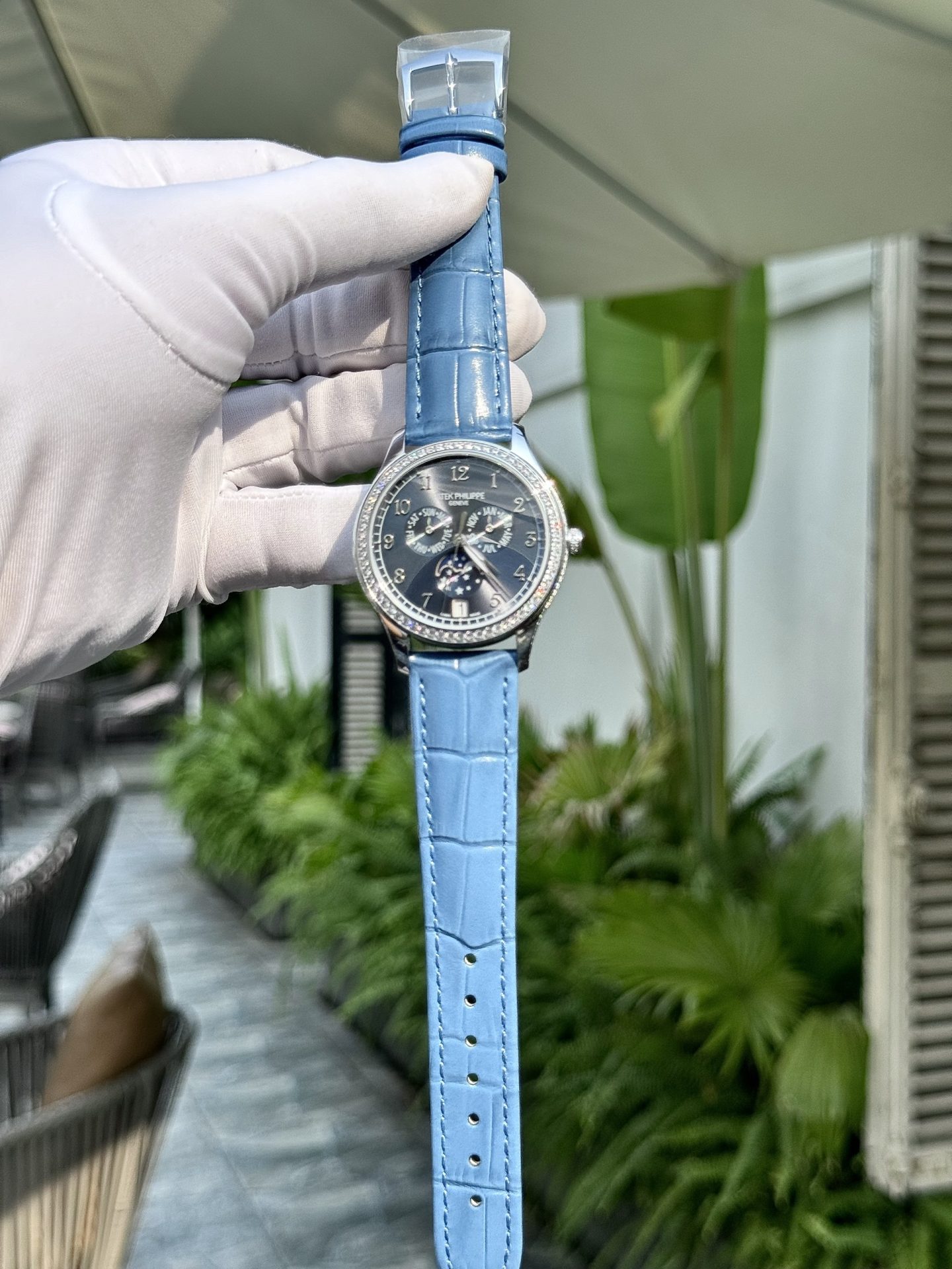 Patek Philippe Replica Watches Complications 4947G Blue Dial Leather Strap 38mm - Elite Watch Atelier