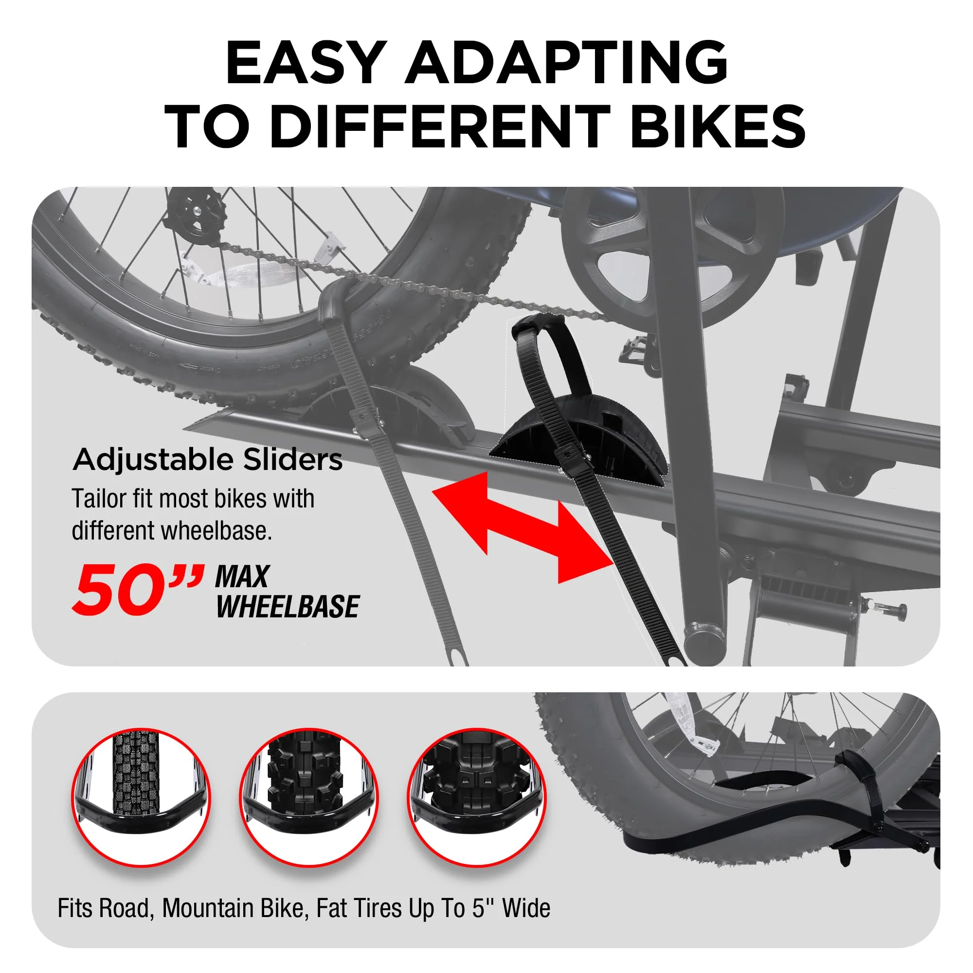 Young Electric Ebike Rack, 200lb Capacity, Alloy Steel Hitch Mount, Fits 5-Inch Fat Tire Bikes, 2-Inch Receiver - Image 56