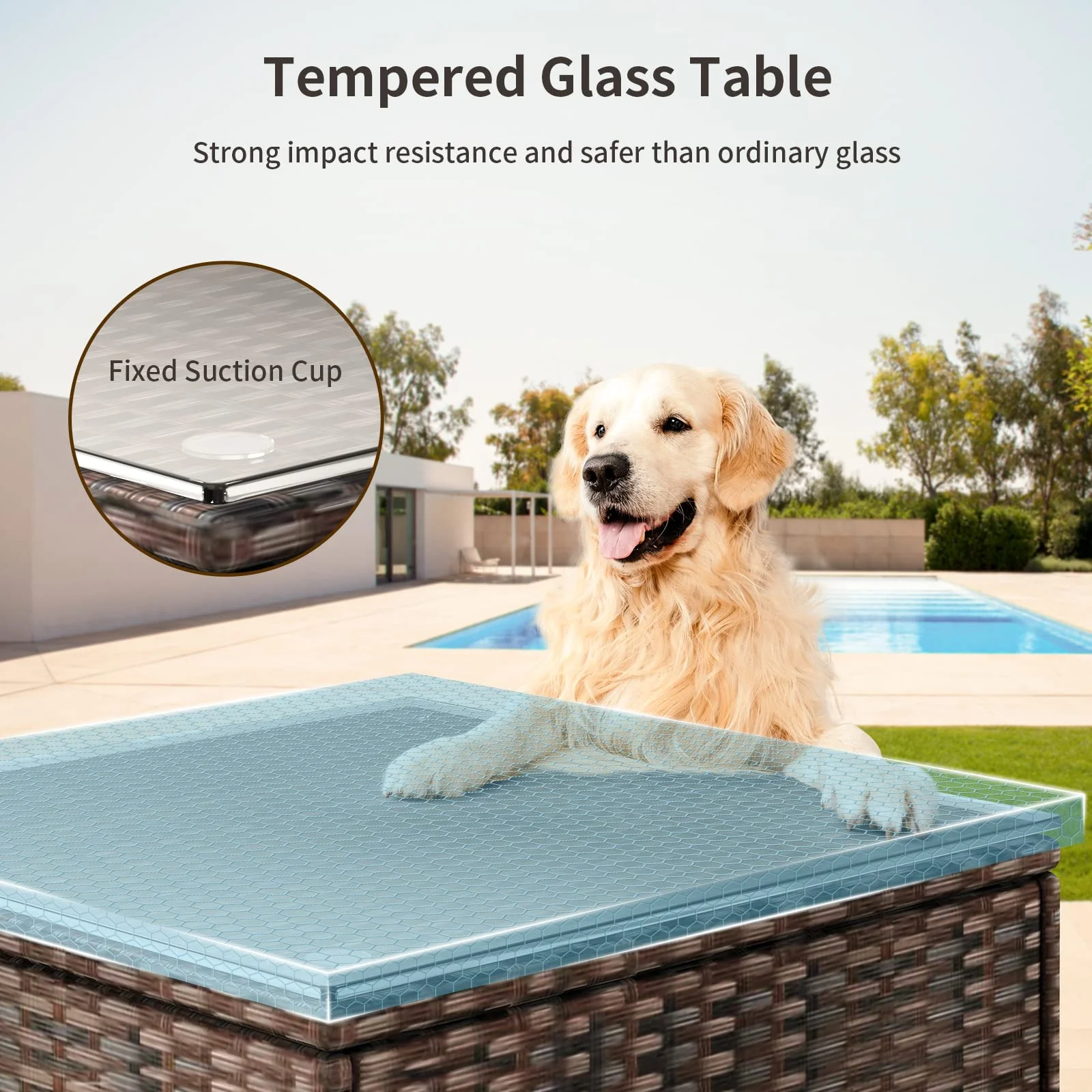 Patio Furniture Set Clearance, Lofka 5 Pieces Patio Conversation Set with Sofas and Tempered Glass Coffee Table for Outdoor Garden Gray - Image 10