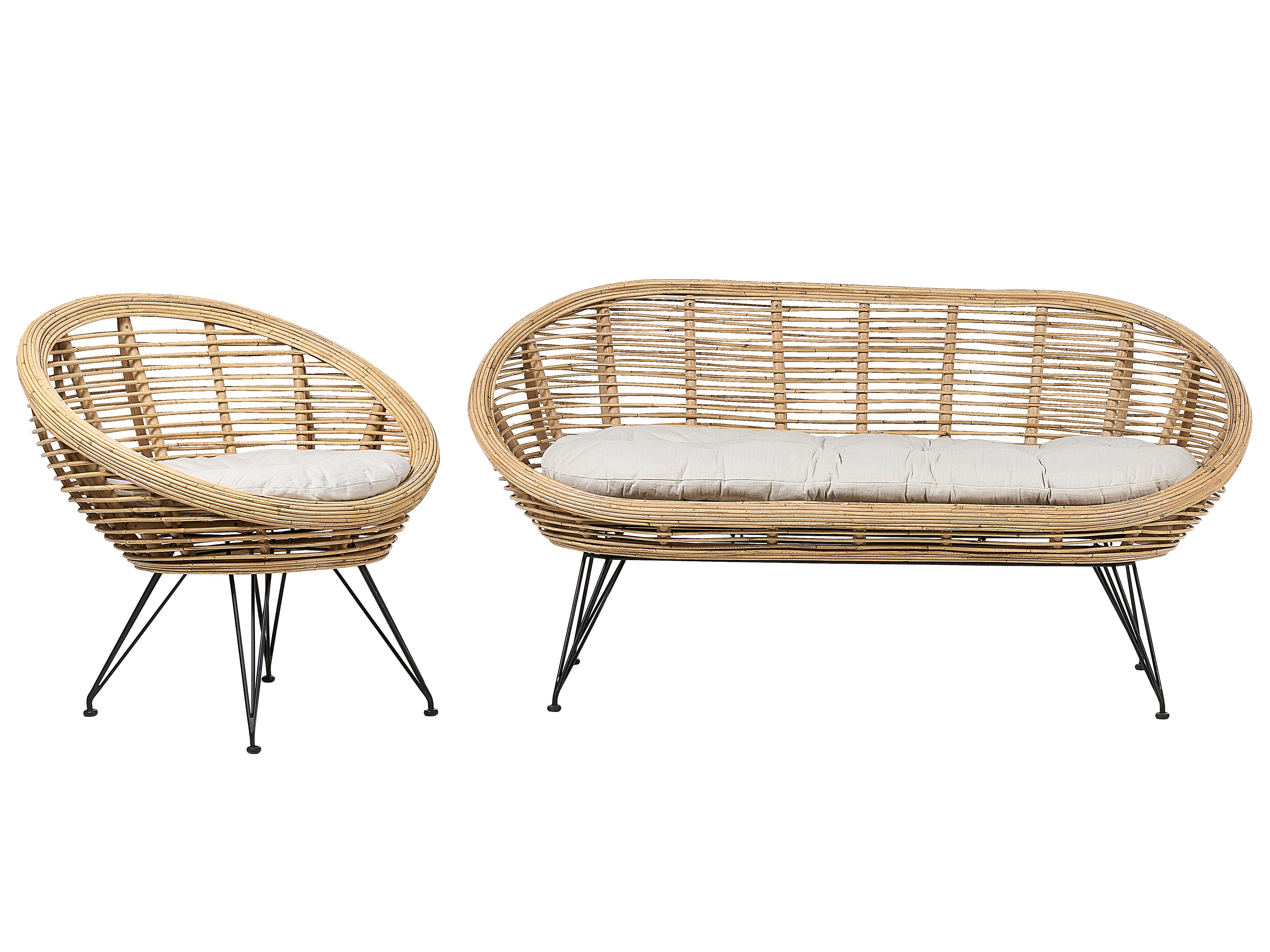 Garden Sofa Set 3 Seater MARATEA Rattan Natural