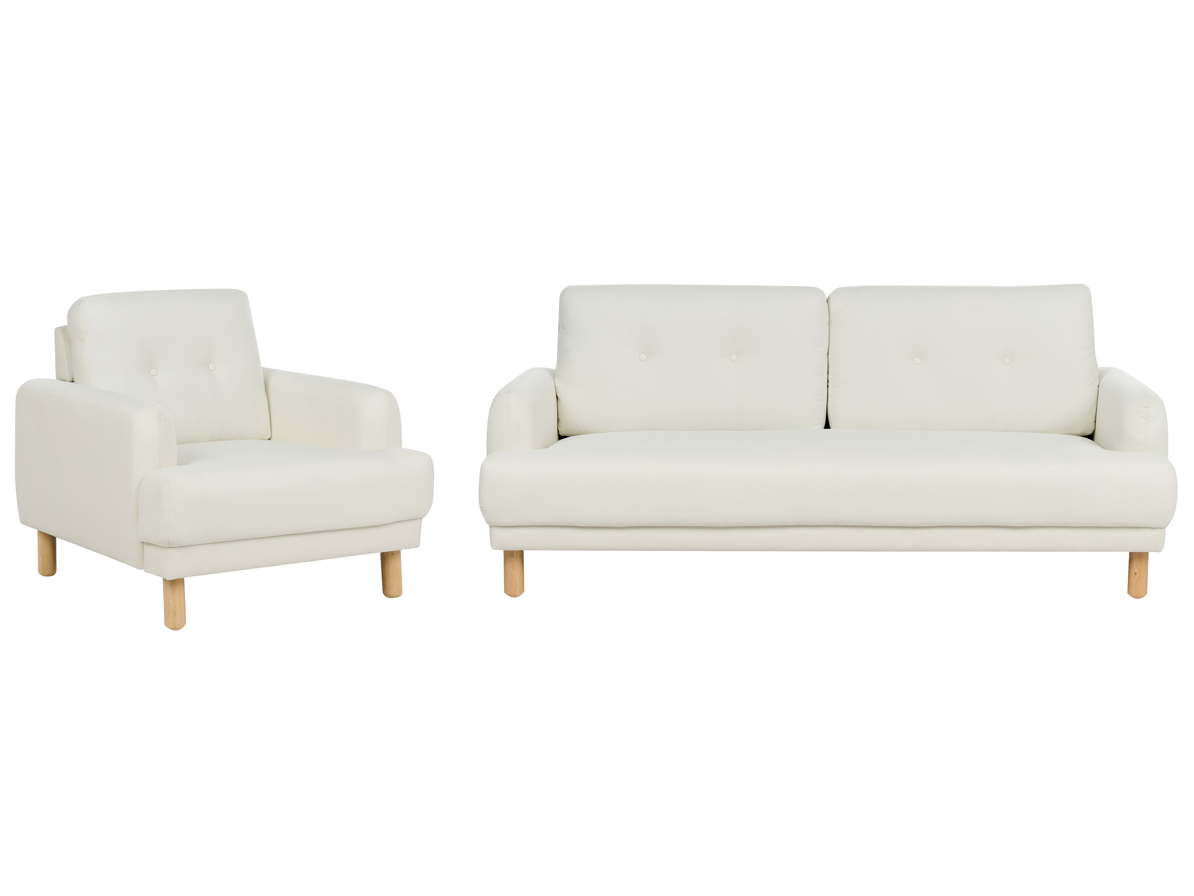Living Room Set 4 Seater TUVE Fabric Off-White