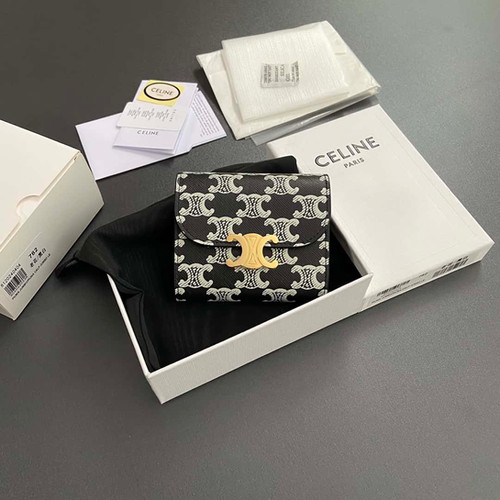 AAA+ Replica Celine Small Flap Wallet Triomphe Canvas
