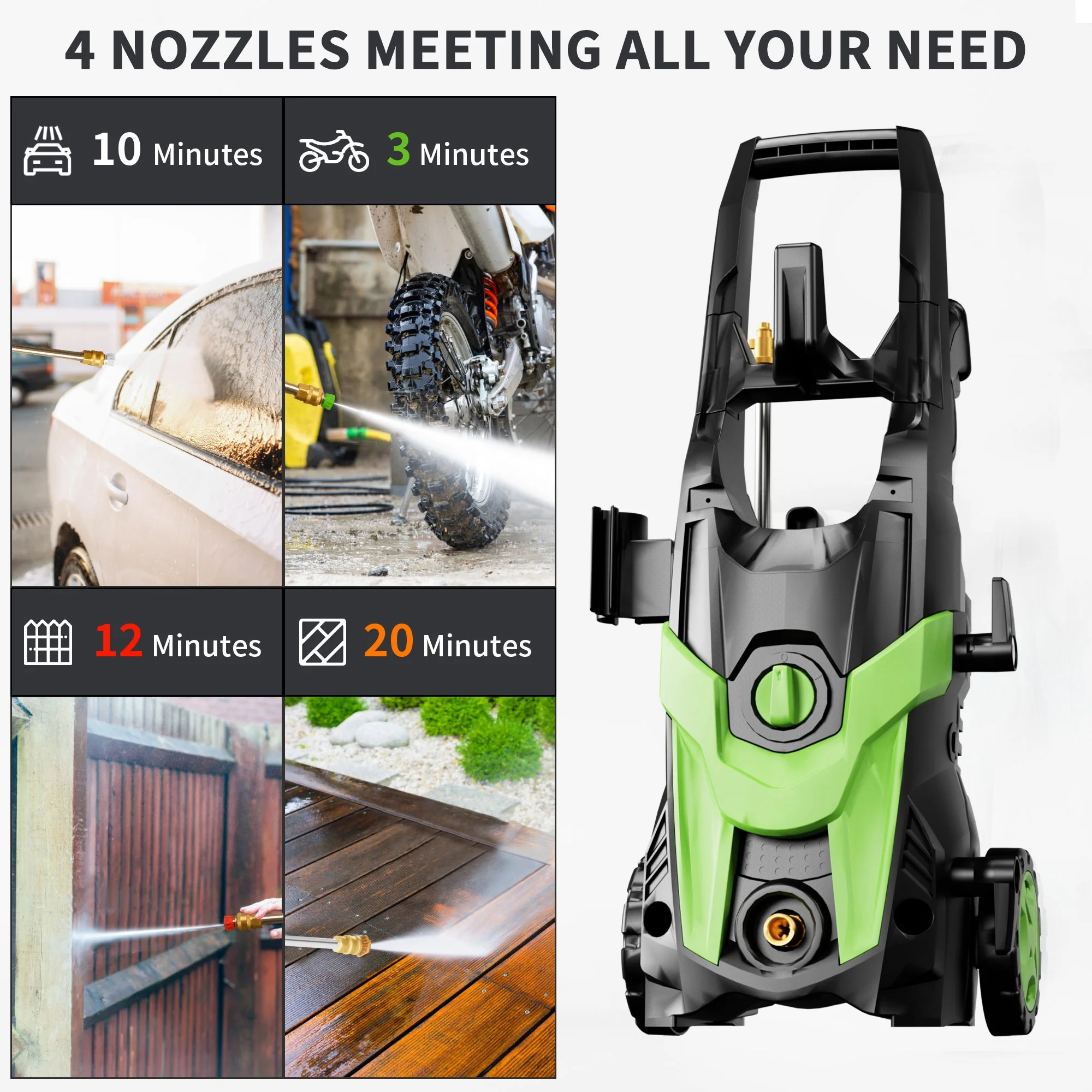 Electric Pressure Washer, 4500 PSI 3.2 GPM Power Washer with 4 Quick Connect Nozzles, High Pressure Cleaning Machine with Foam Cannon for Cars/Fences/Driveways/Patios/Home Cleaning - Image 23