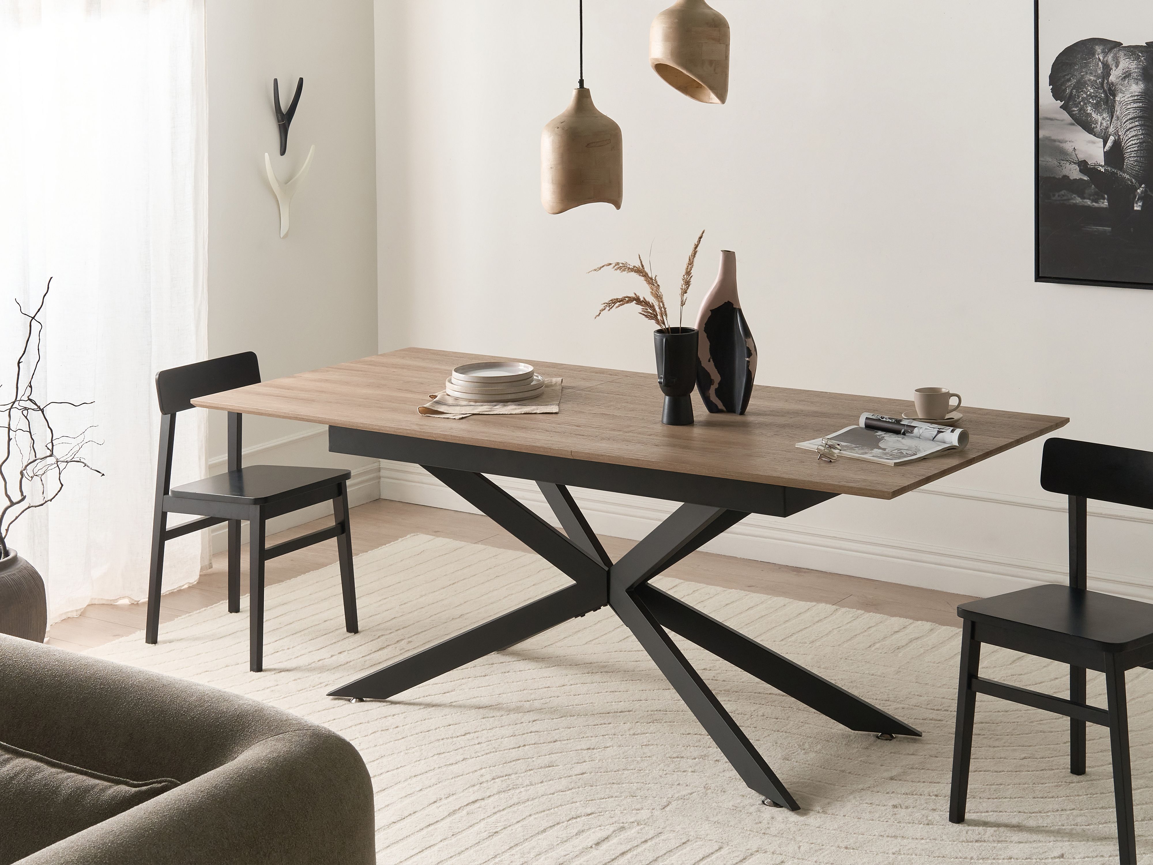Dining Table FINLEY Light Brown 160/200 cm 90 cm