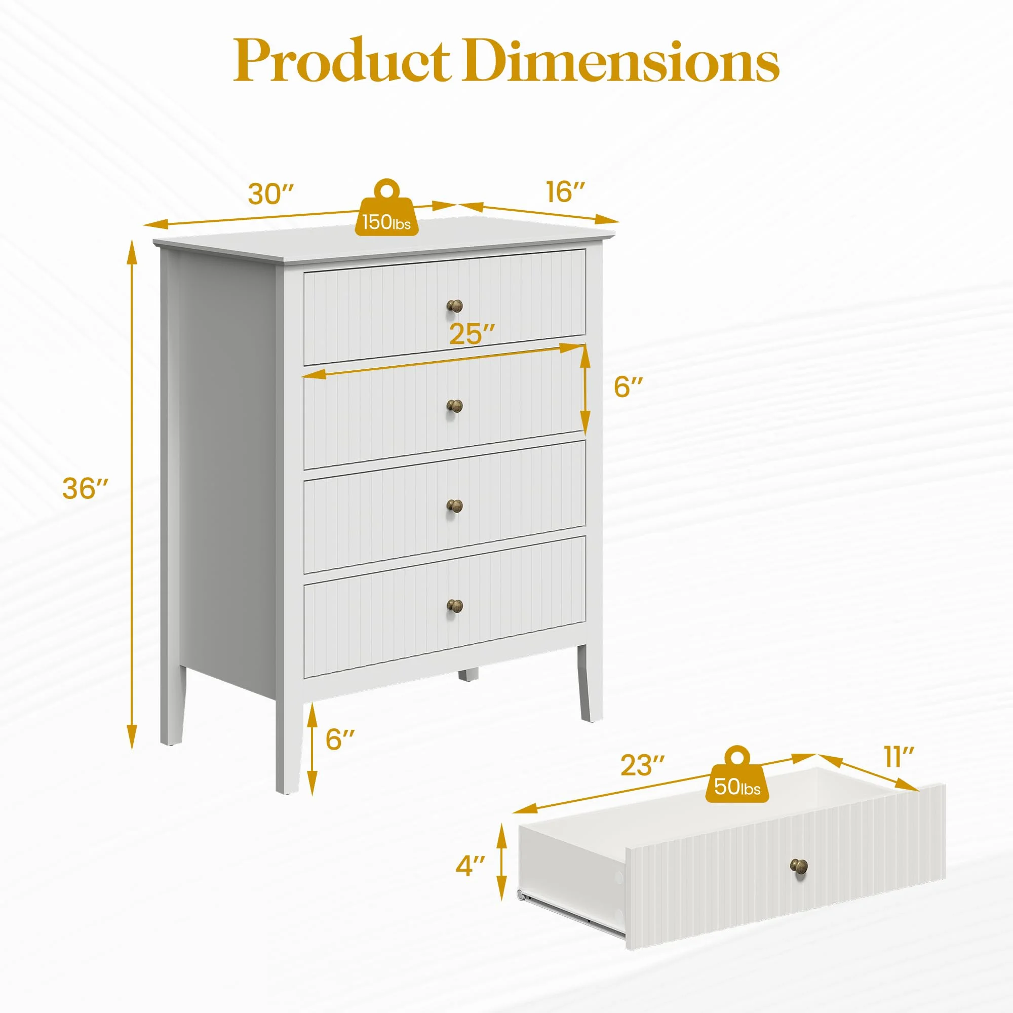 Heynemo Beige 6 Drawer Dresser, Fluted Modern Wood Chest - Image 28