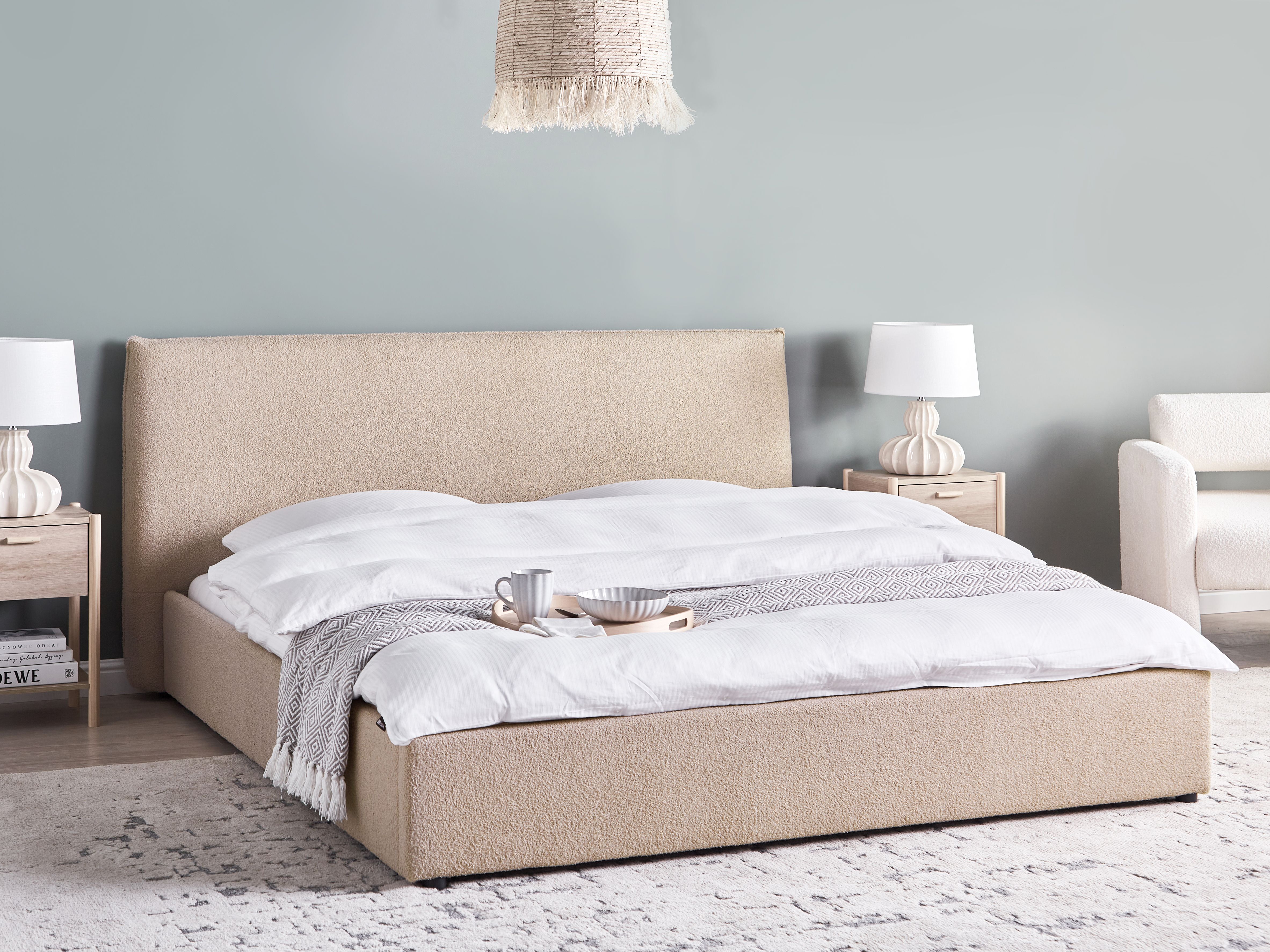 Waterbed Boucle LAVAUR 180 x 200 cm (EU Super King) Taupe