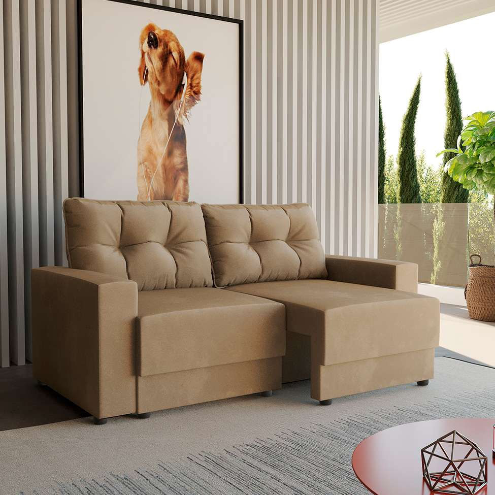 Sofá 3 Lugares Retrátil Lubeck Suede Bege 180 cm em Promoção | Ofertas na Americanas