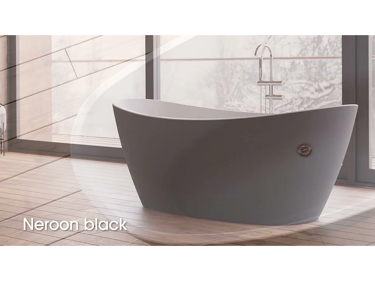 Baignoire Ilot Neroon 2.0 170 grise 170 x80 x60 cm, by SPALINA