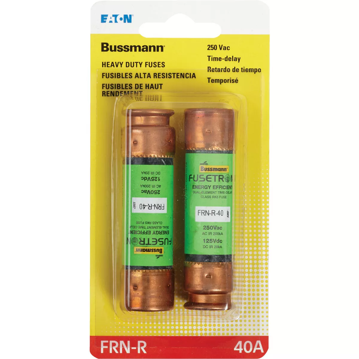 Bussmann 40A FRN-R Cartridge Heavy-Duty Time Delay Cartridge Fuse (2-Pack)