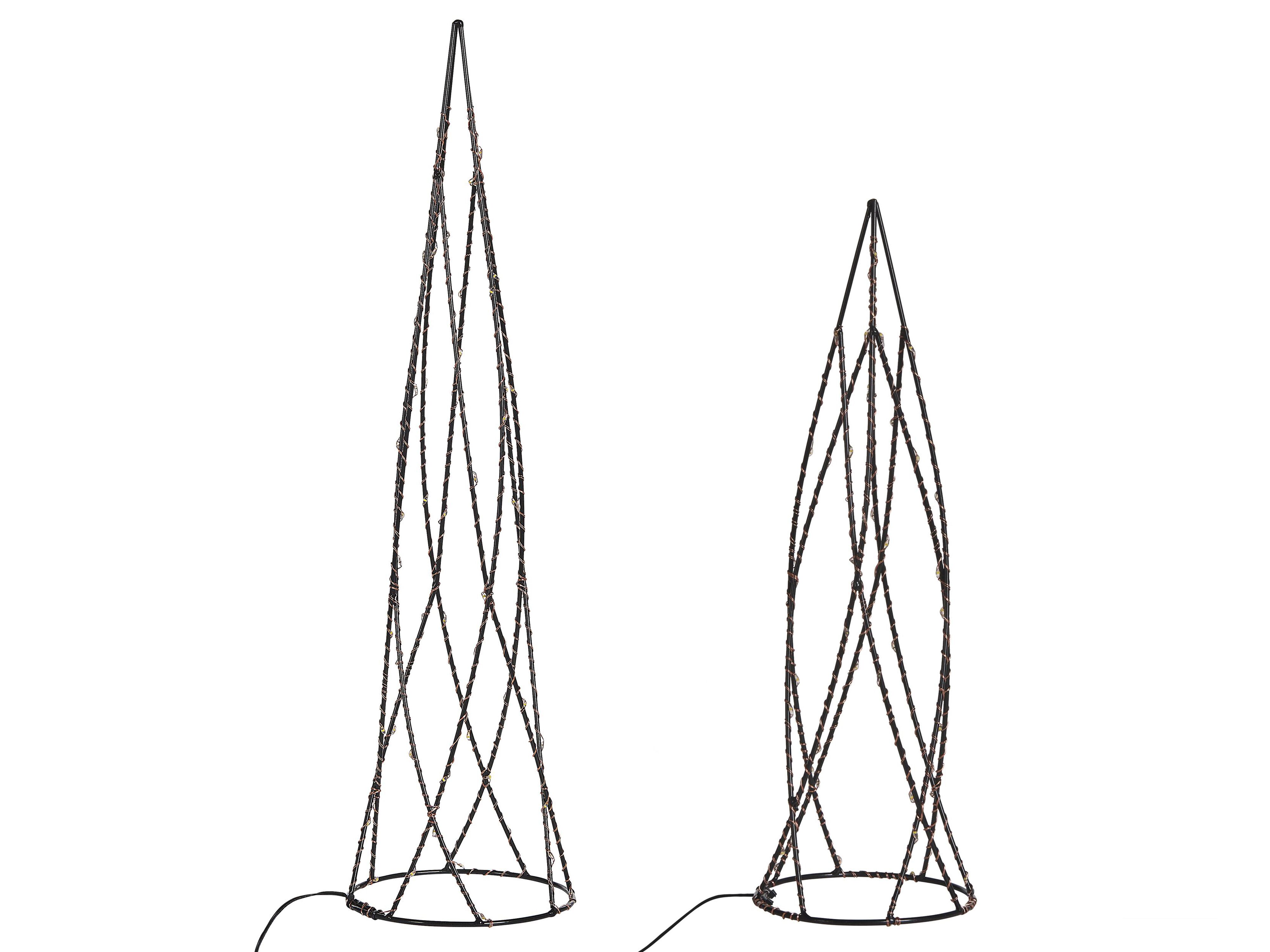 Set of 2 Christmas Decorations LED NEIDEN Christmas Tree 52/38 cm Silver