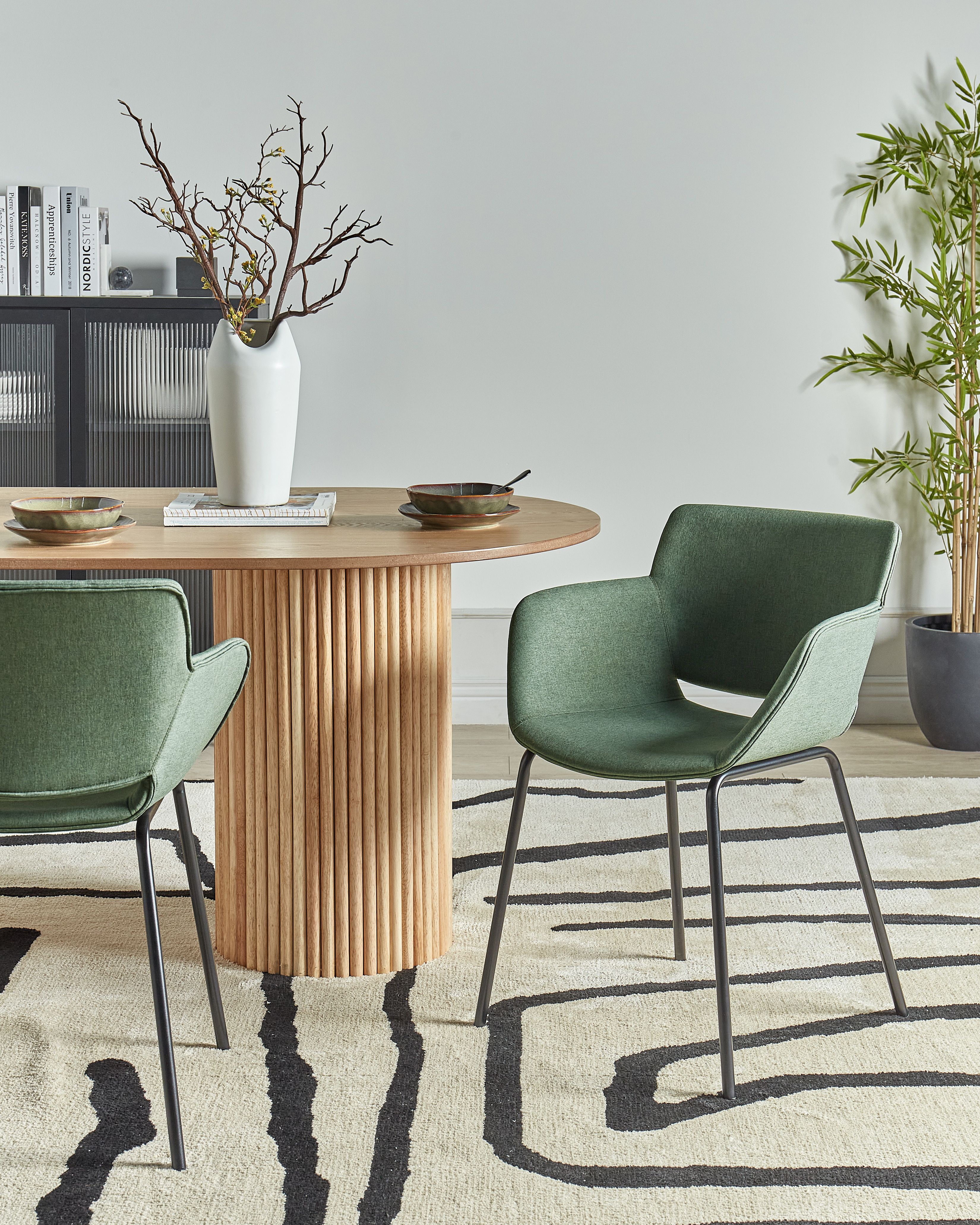 Set of 2 Dining Chairs AXTEL Fabric Green