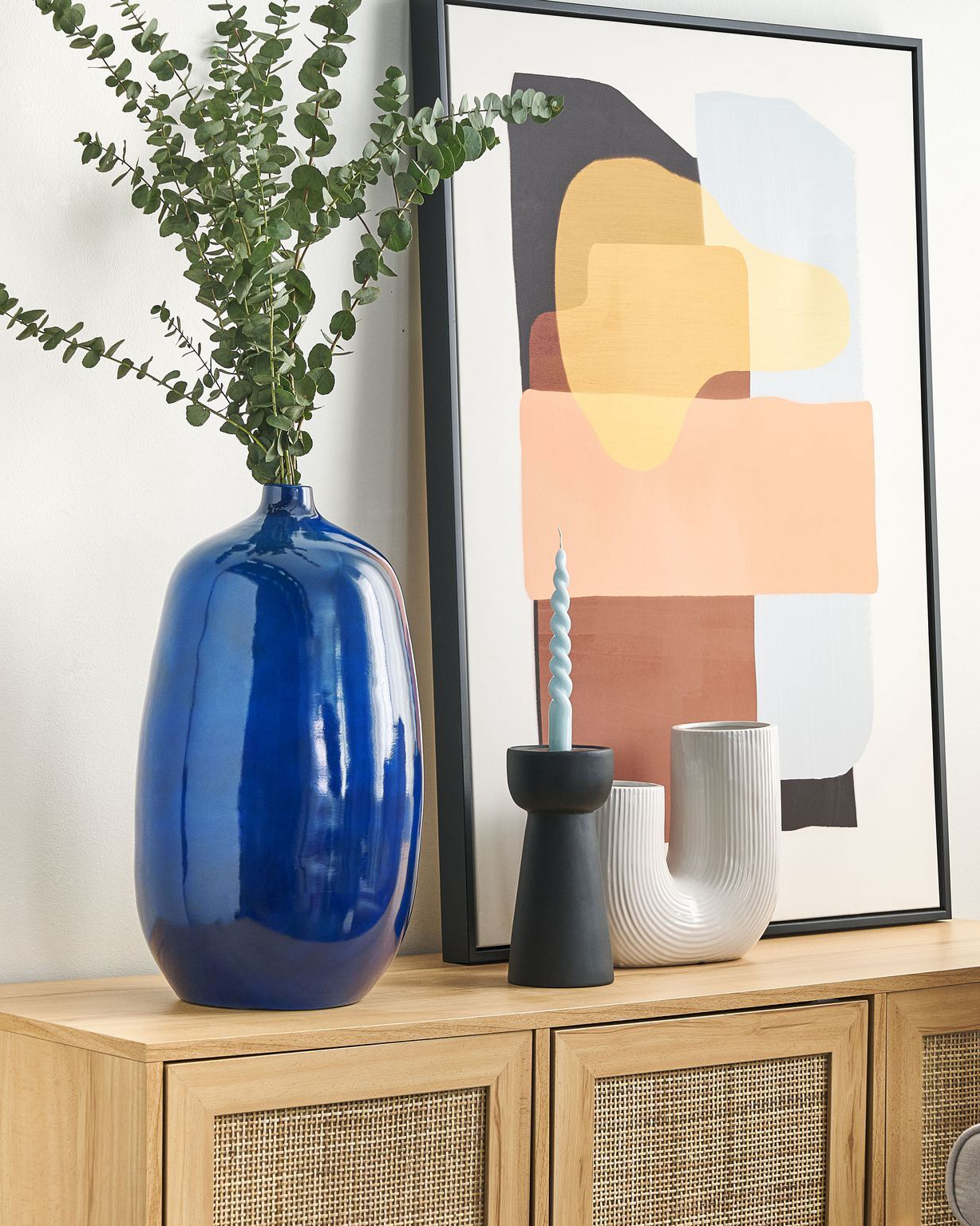 Flower Vase VITORIA Ceramic 45 cm Dark Blue