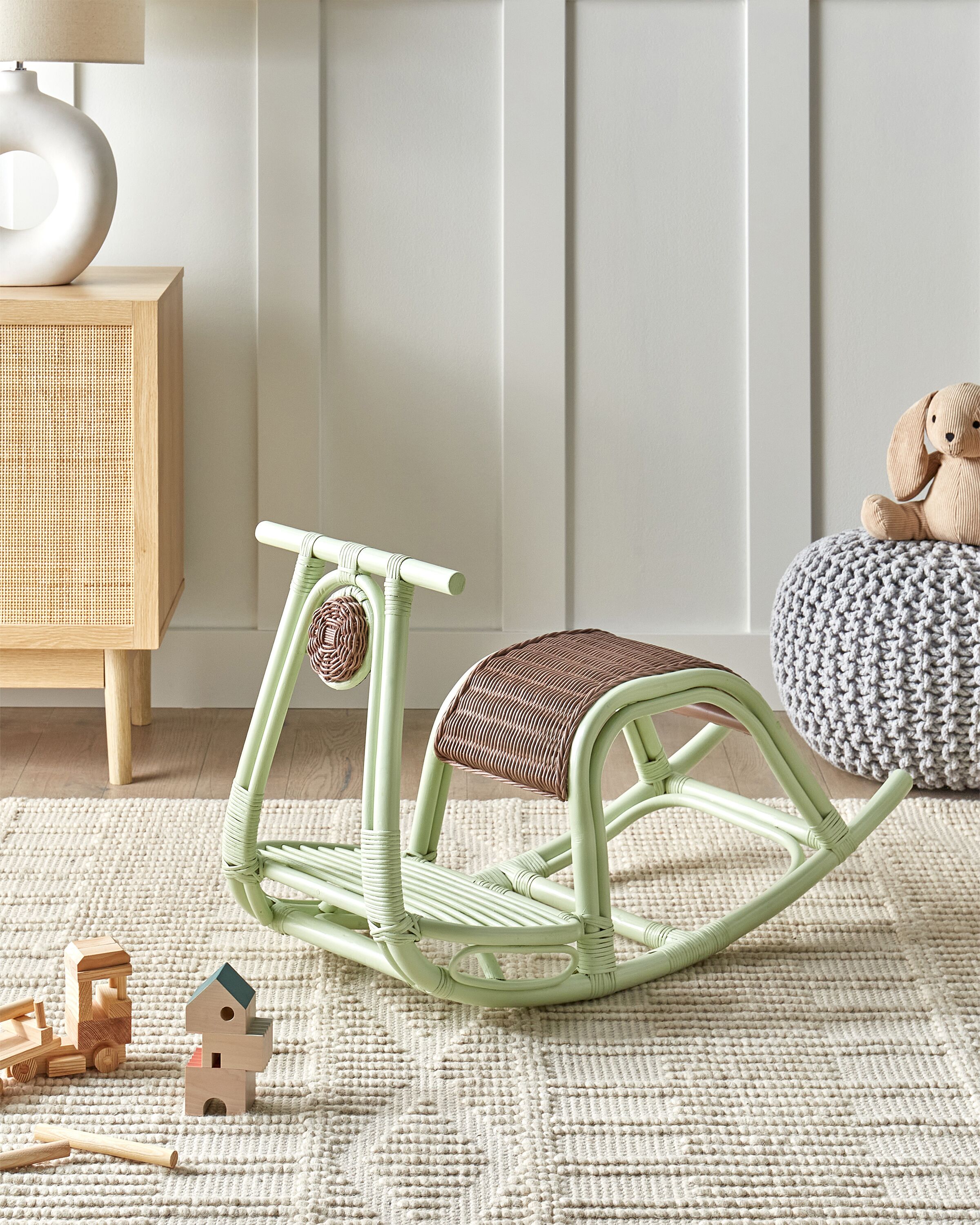 Kids Rocking Chair ASPRIA Rattan Light Green