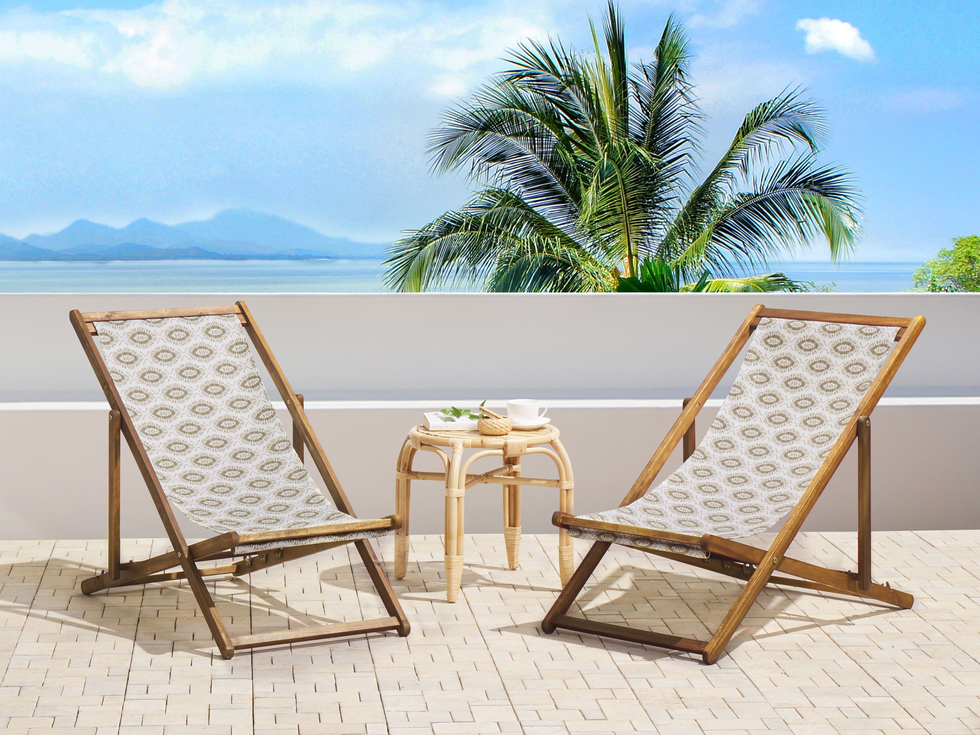 Set of 2 Sun Lounger Replacement Fabrics ANZIO/AVELLINO 113 x 44 cm Sand Beige
