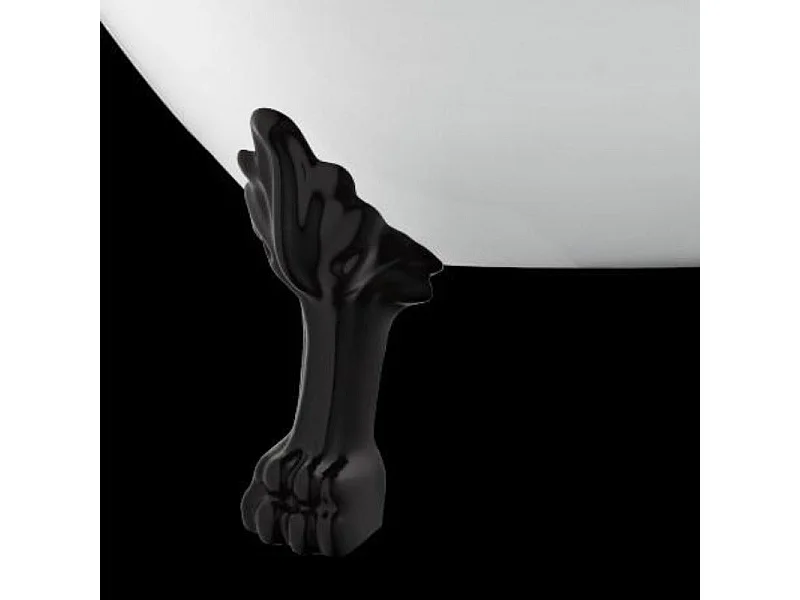 Baignoire sur pieds rétro SURRY HILLS Blanche 165 cm Pieds de Lion Noirs