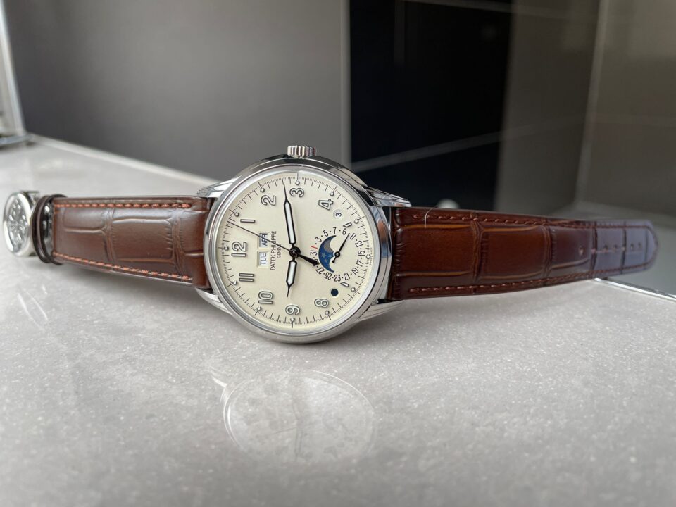 Replica PATEK PHILIPPE Perpetual Calendar 5320G-001 SS GSF 1:1 Best Edition Cream Dial on Brown Leather Strap A324 - Top club