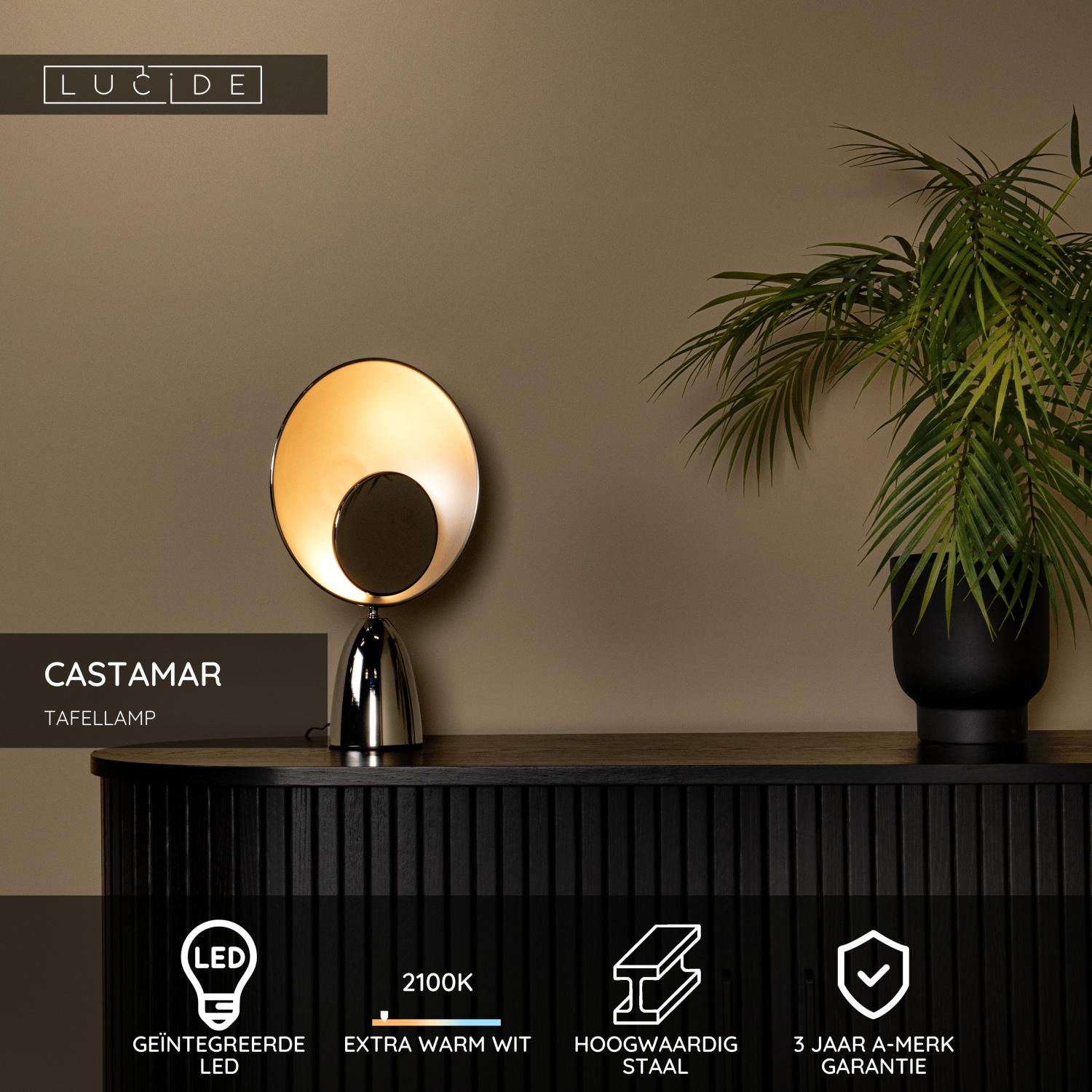 Lucide CASTAMAR Tafellamp - Chroom