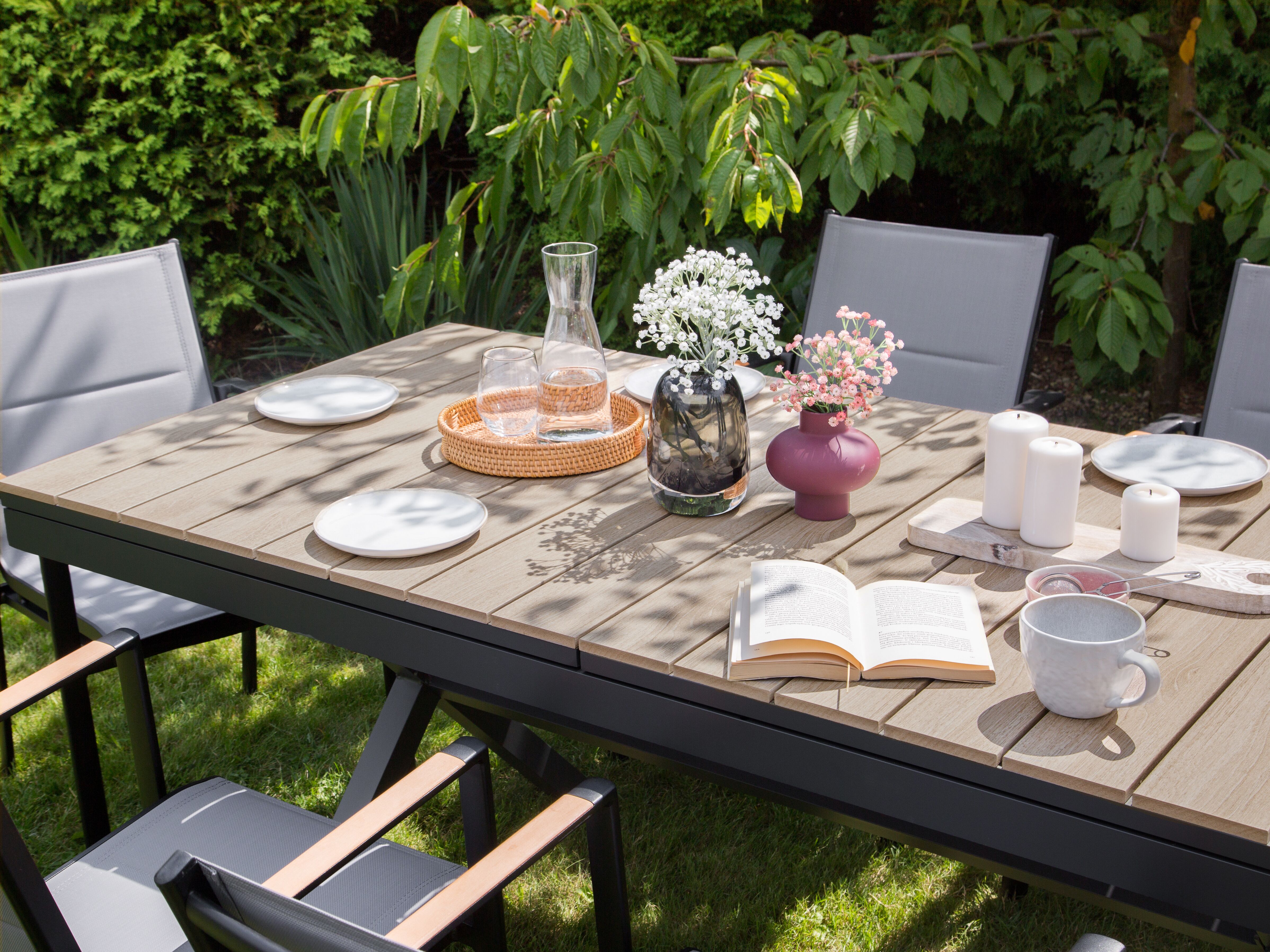 Extending Garden Dining Table FANES 184/242 cm 90 cm Metal Graphite Grey