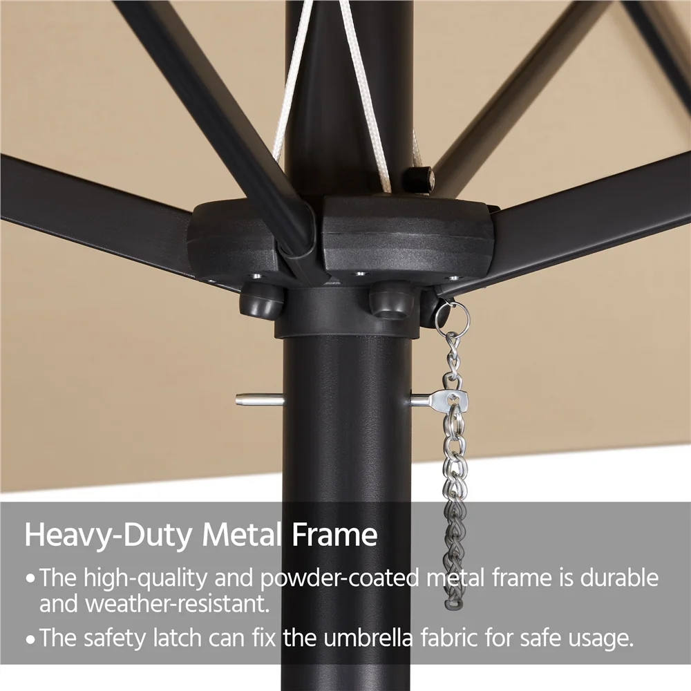 Topeakmart 13ft Patio Parasol Canopy with Crank, Tan - Image 11