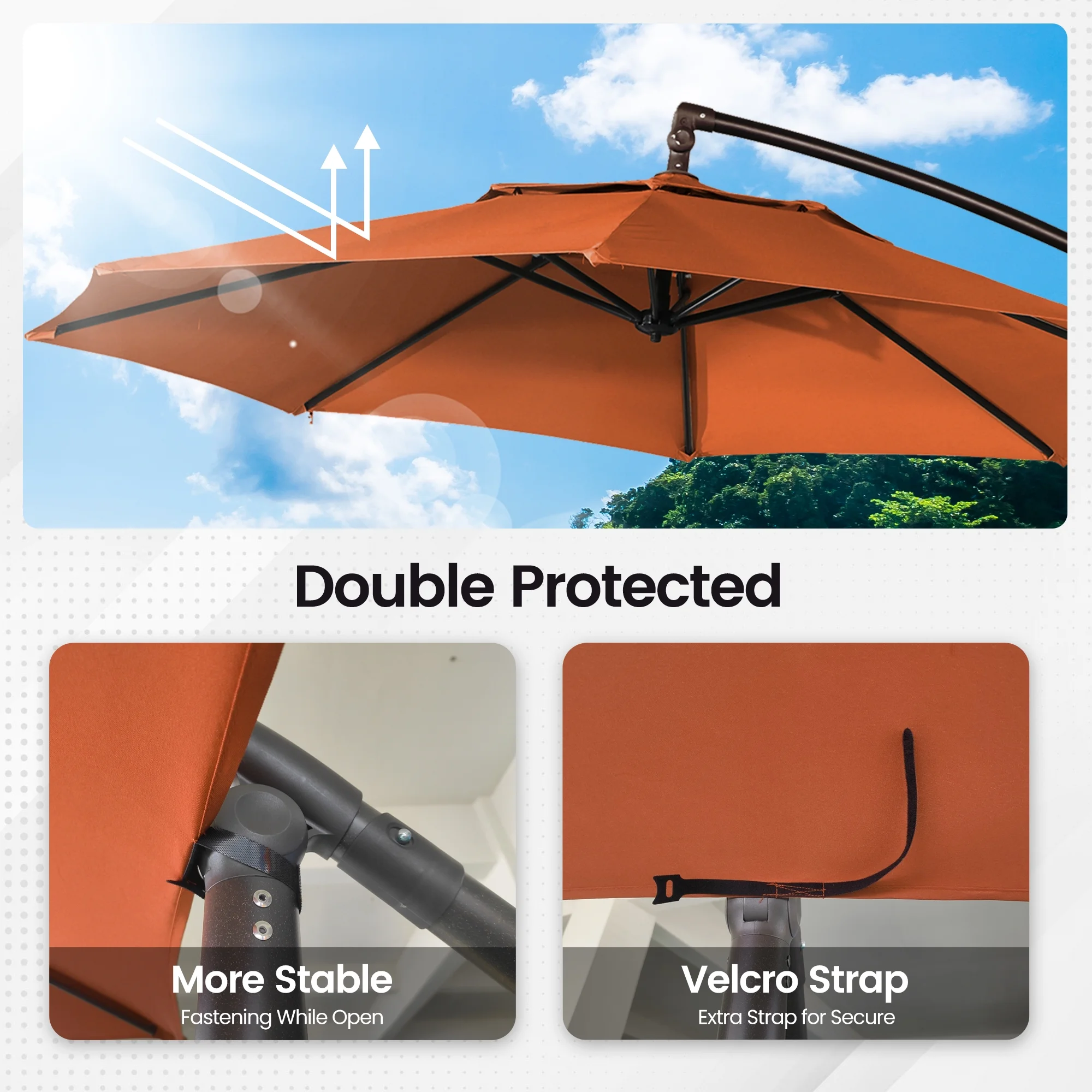 Mondawe 10ft Solar Lights Offset Cantilever Patio Umbrella - with Light, LED Lighted Offset Hanging Patio Outdoor Market Umbrella UPF50+ UV Protection with Crank,Navy Blue - Image 27