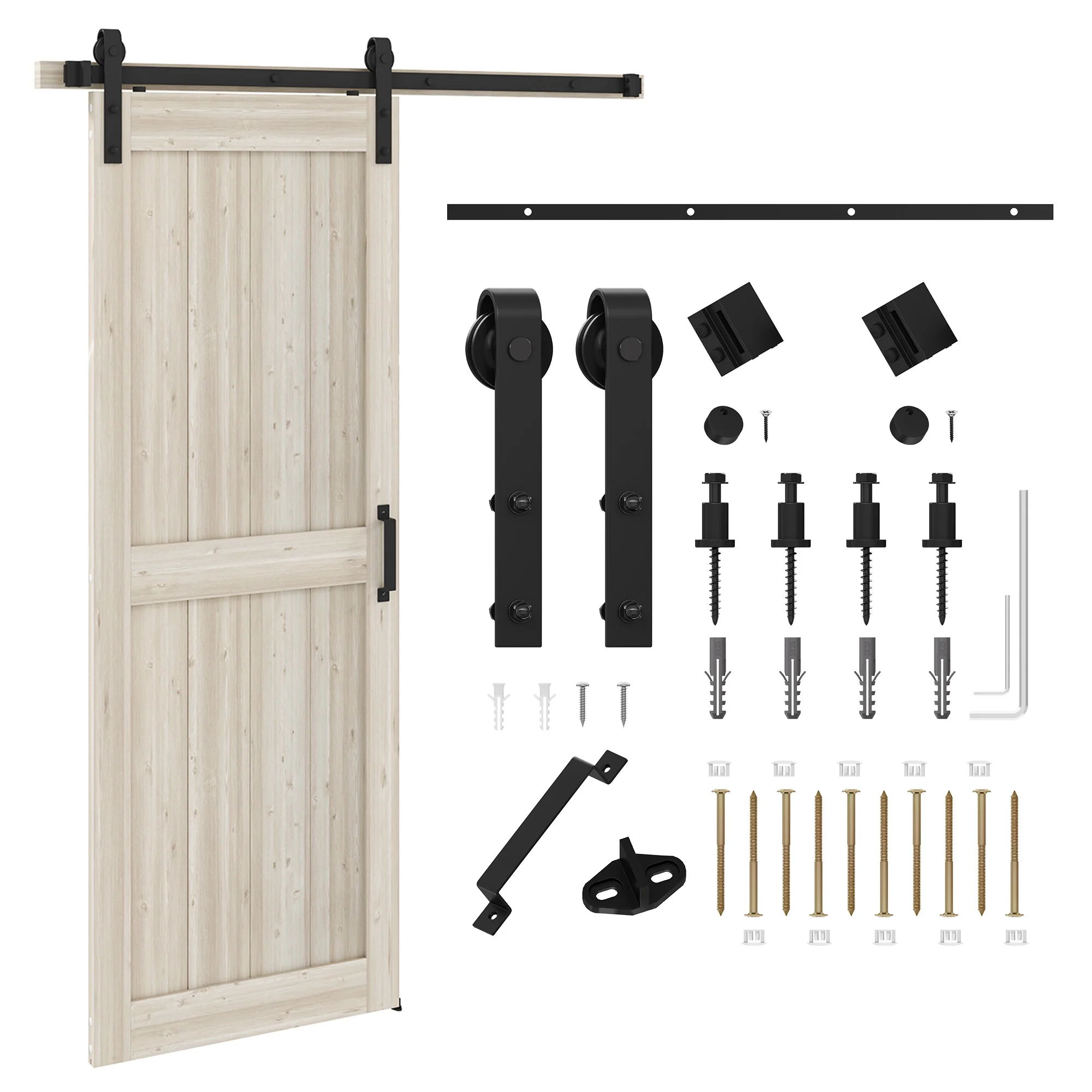 Uforic 48" x 84" Silding Barn Door,with Hardware Kit Rail,and Handle,Pulleys, Gray - Image 16
