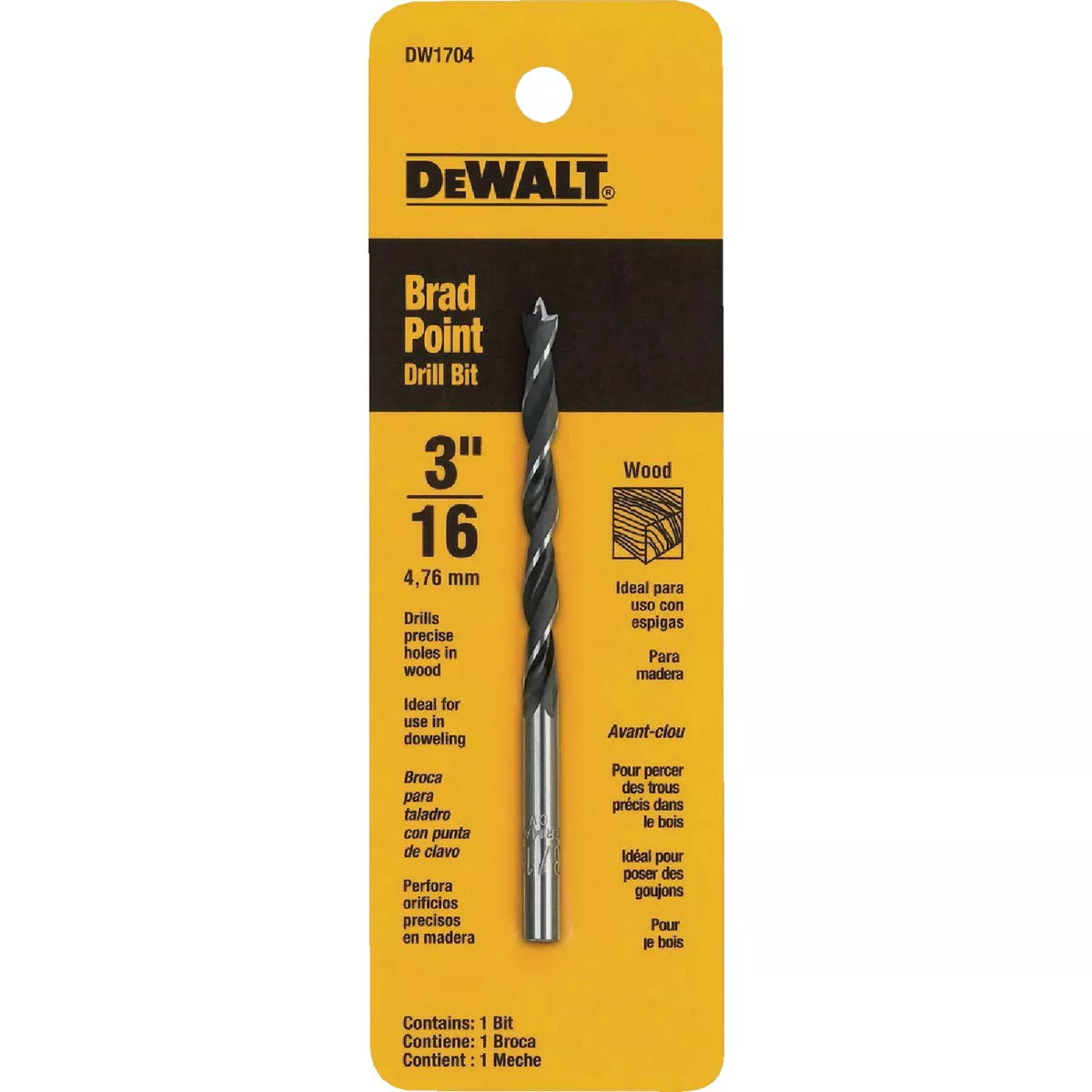 DEWALT 3/16 In. Brad Point Drill Bit
