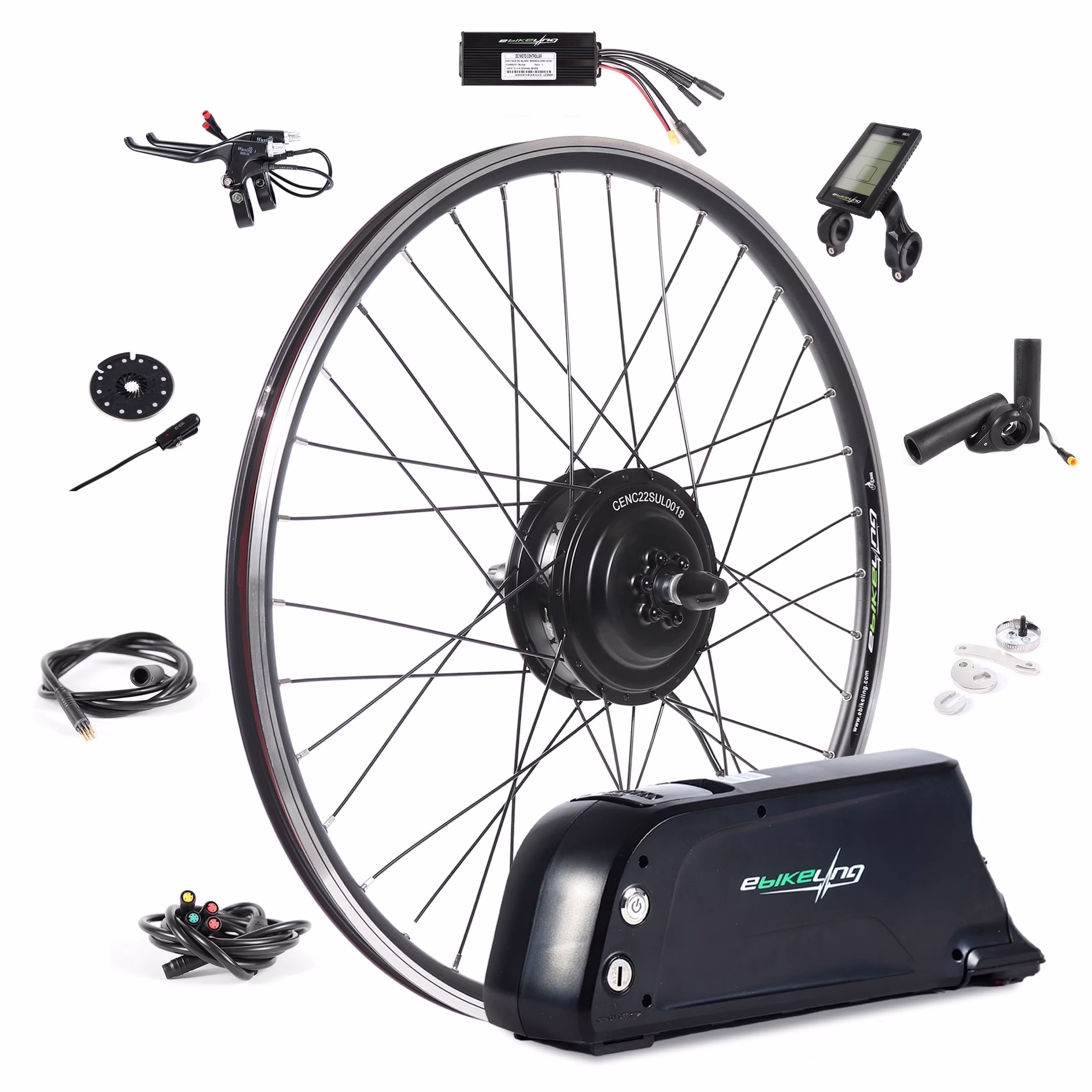 Ebikeling 48V 1500W 52V 19.2AH Rear - Rack Ebike Conversion Kit with Battery 700C Rear Electric Bike Conversion Kit