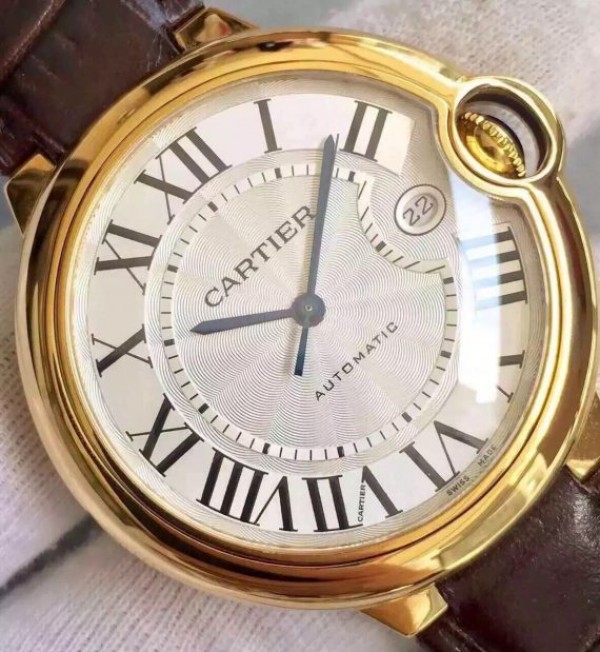 Replica Cartier JF Ballon Bleu 42mm YG White Textured Dial Leather Strap MIYOTA9015 - Top club