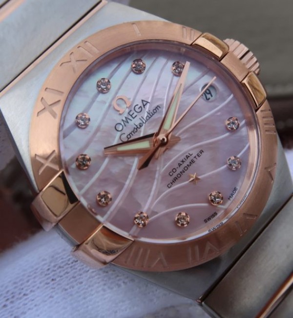 Replica Omega V6 Constellation 27mm RG Dial Diamonds Markers SS/RG Bracelet A8520 - Top club