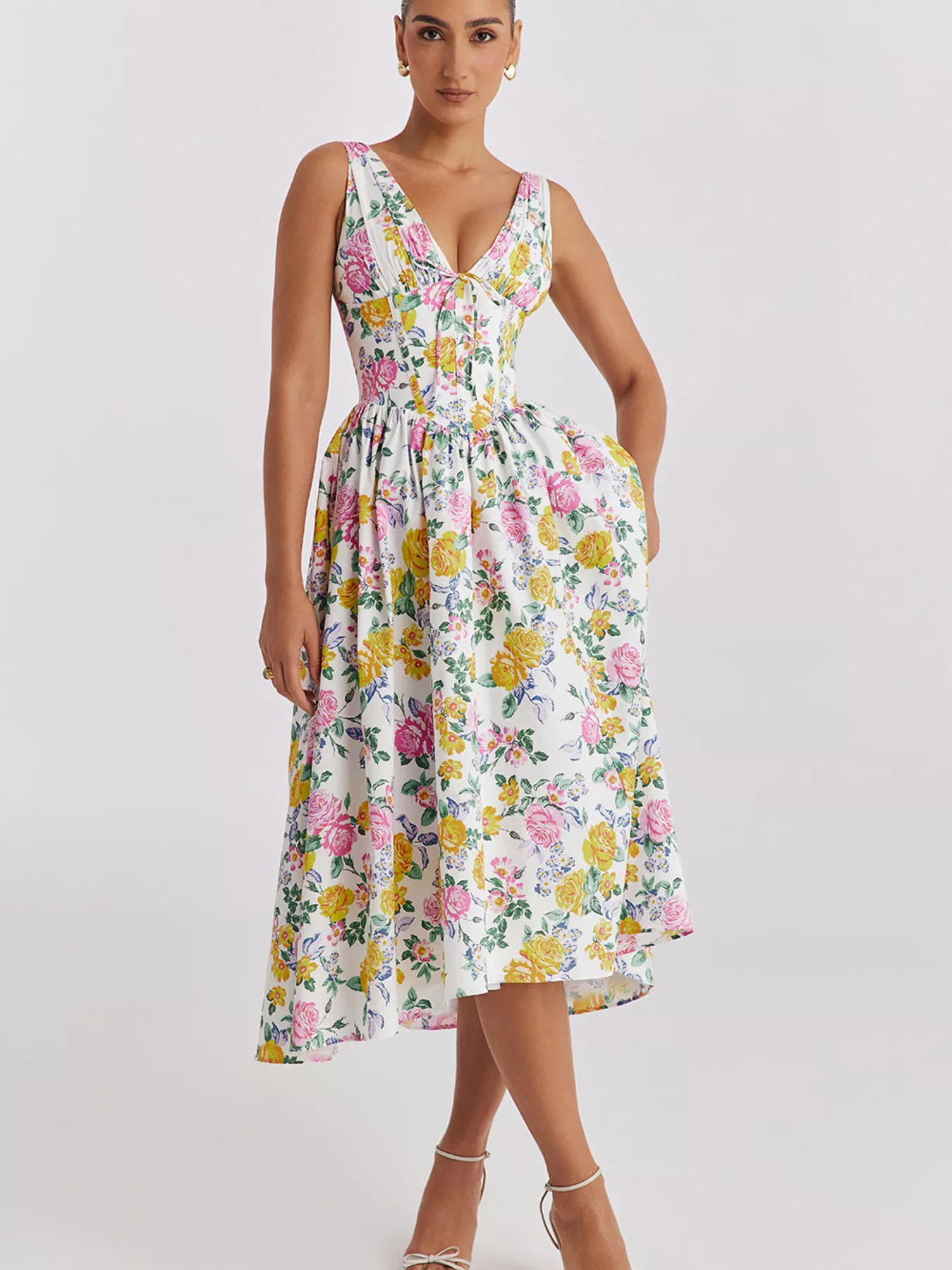 V-Neck Sleeveless Midi Dress - ZKZOOK