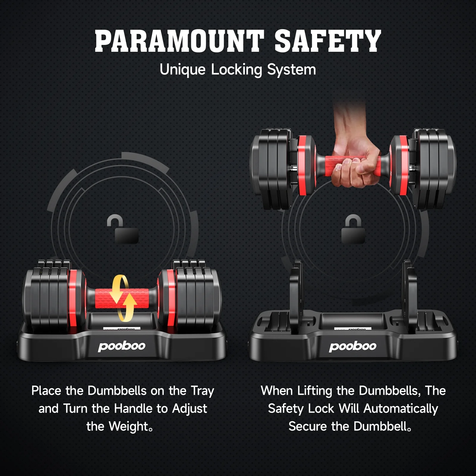 (1 Pair) LNOW 50lbs Quick Select Adjustable Dumbbells for Home Gym 5 in 1 Free Weights 5/10/15/20/25lb/50lb Dumbbell with Anti-Slip Handle, Suitable for Home Gym Exercise Equipment - Image 11
