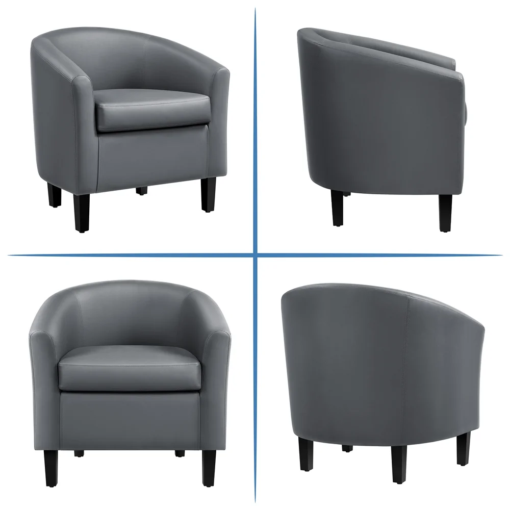 Renwick Faux Leather Barrel Accent Chair for Living Room, Set of 2, Black - Image 41