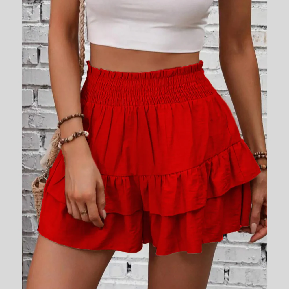 Ruffle Layered High Waist Casual Skort - ZKZOOK